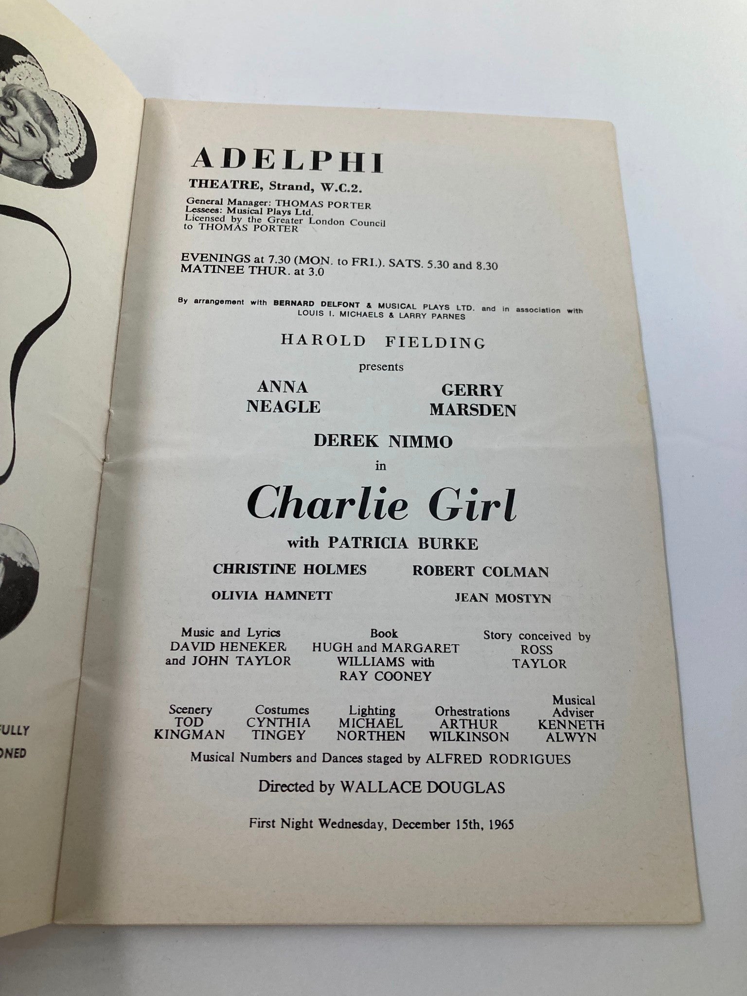 1965 Program Adelphi Theatre Anna Neagle, Derek Nimmo in Charlie Girl