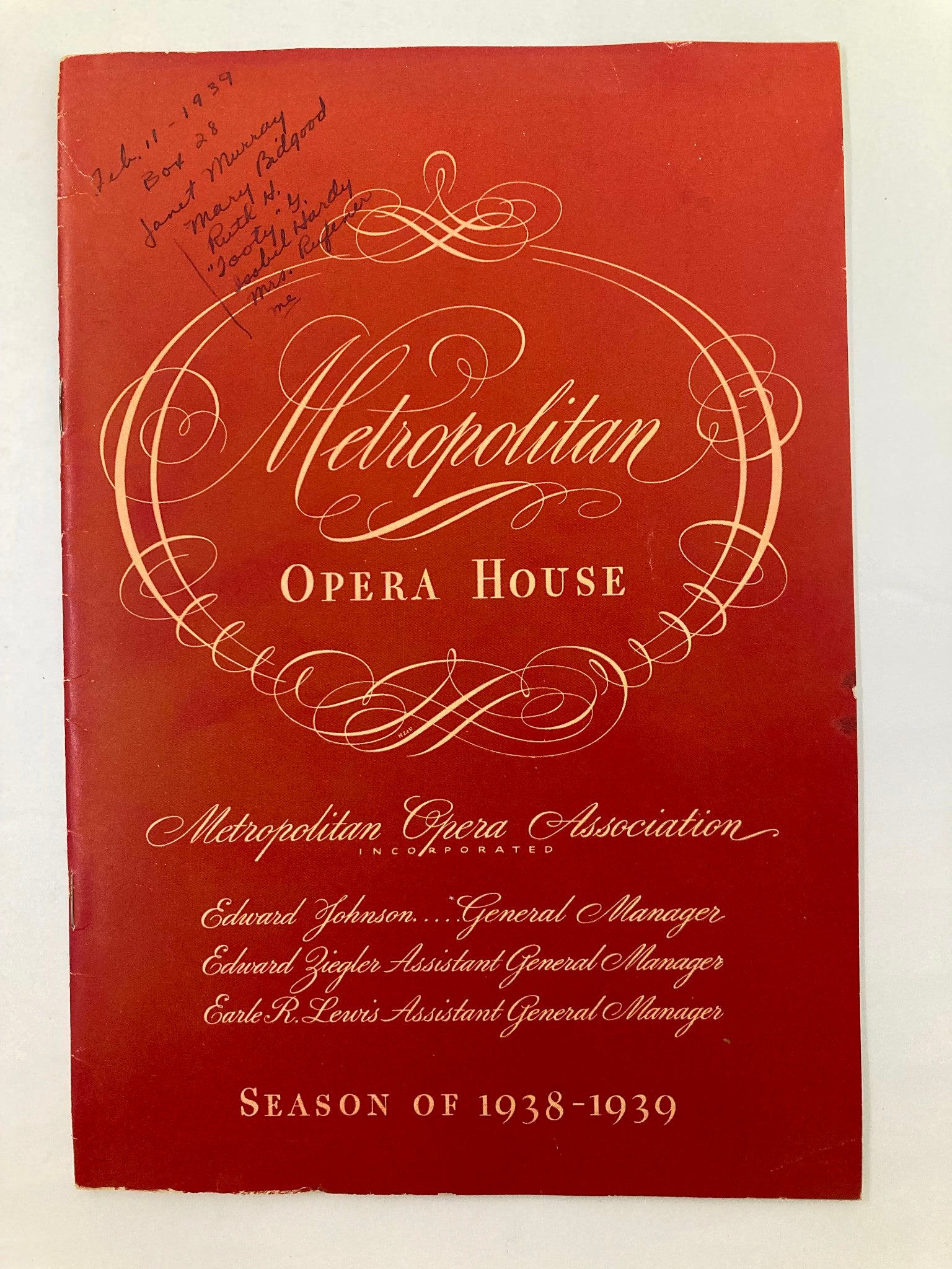 1939 Program Metropolitan Opera House Season of 1938-1939