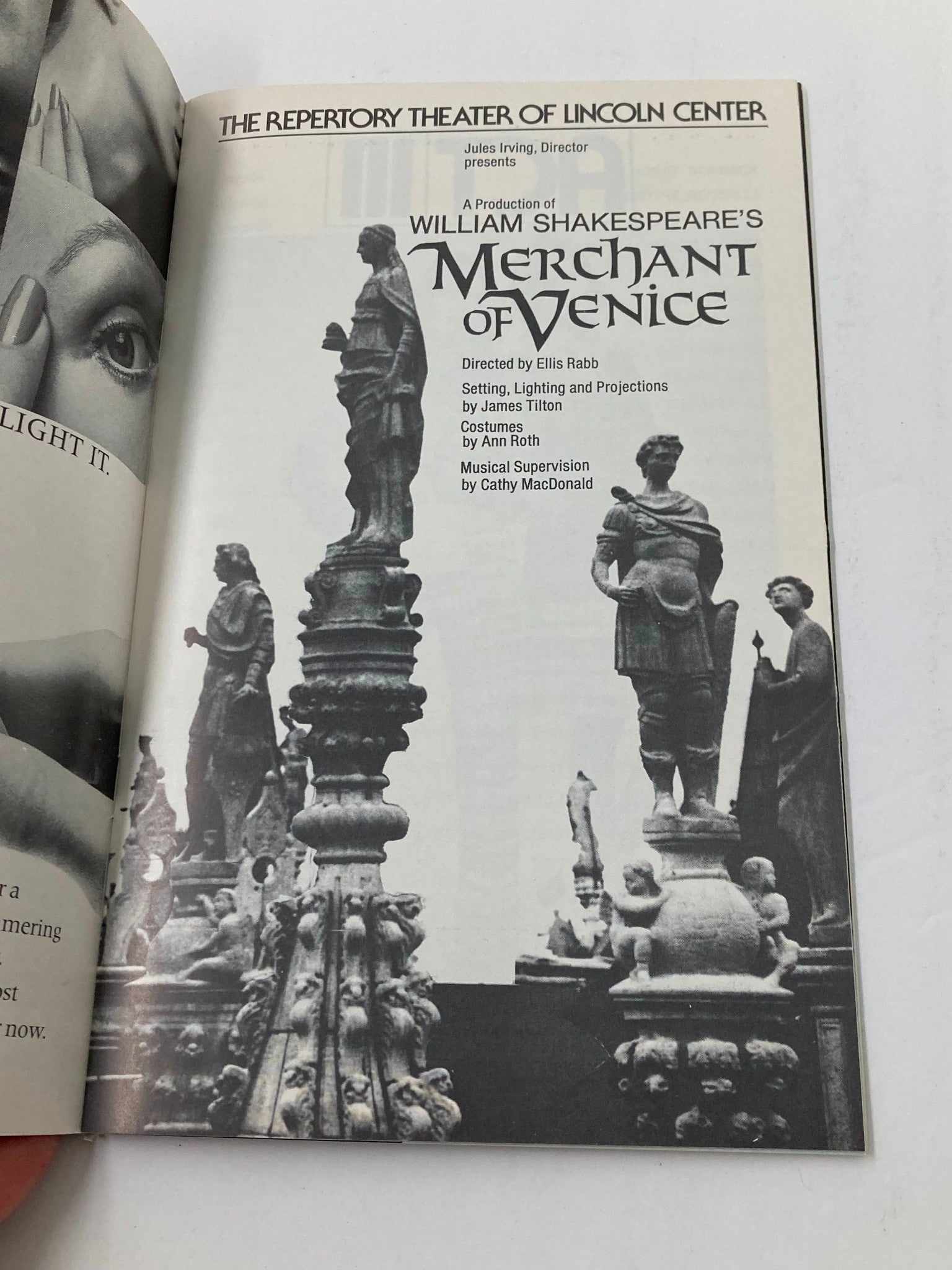 1973 Program The Repertory Theater of Lincoln Center Merchant of Venice