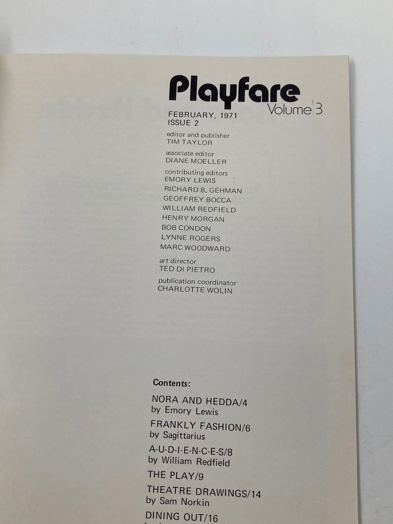 1971 Program Playfare Vol. 3 Playhouse Theatre Claire Bloom in Hedda Gabler