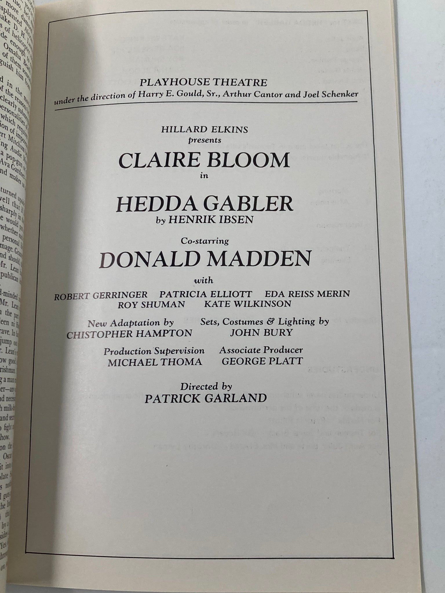 1971 Program Playfare Vol. 3 Playhouse Theatre Claire Bloom in Hedda Gabler