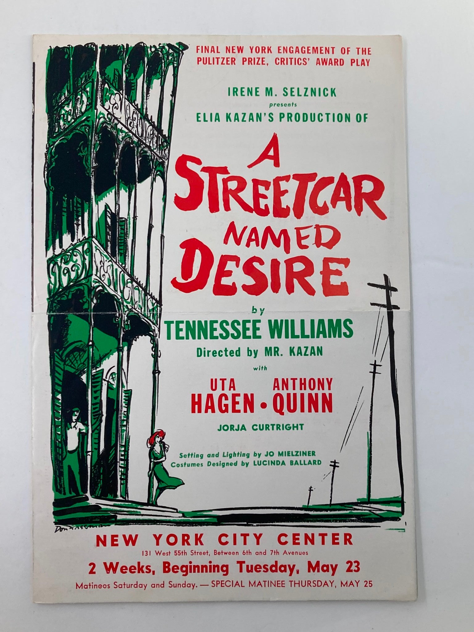 1951 Program New York City Center Uta Hagen in A Streetcar Named Desire