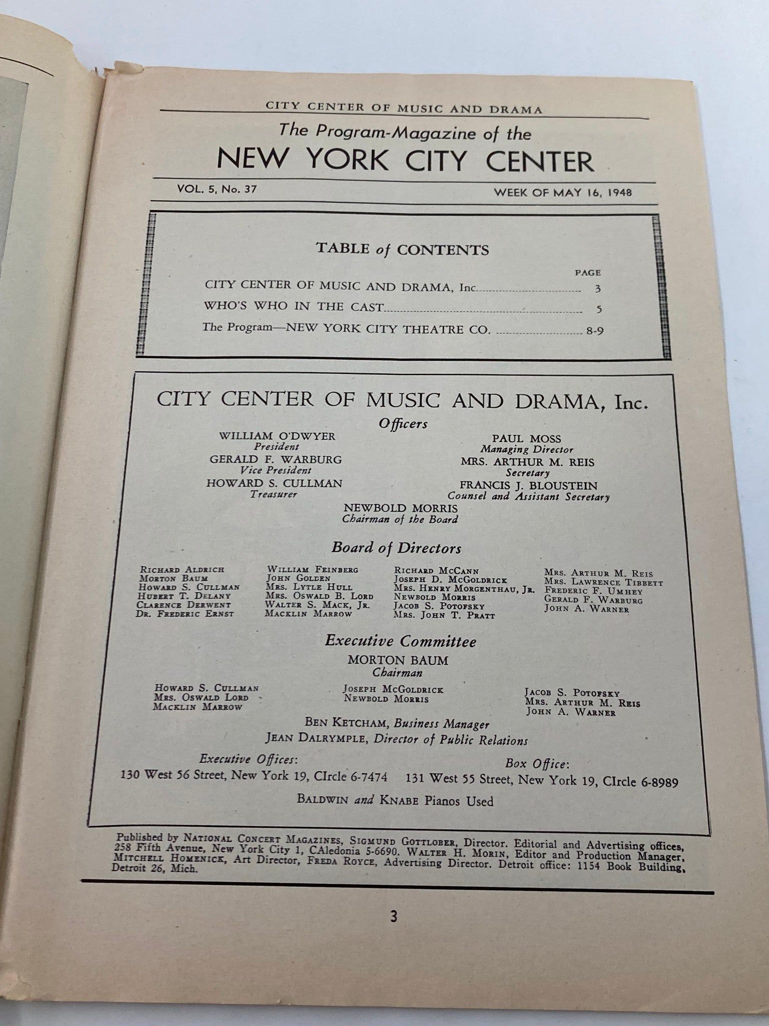 1948 Program Magazine New York City Center George Matthews in S.S. Glencairn