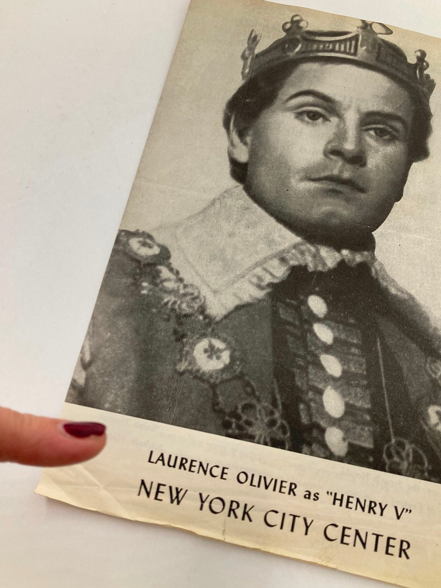 1947 Program New York City Center Laurence Oliver in Henry V by Will Shakespeare