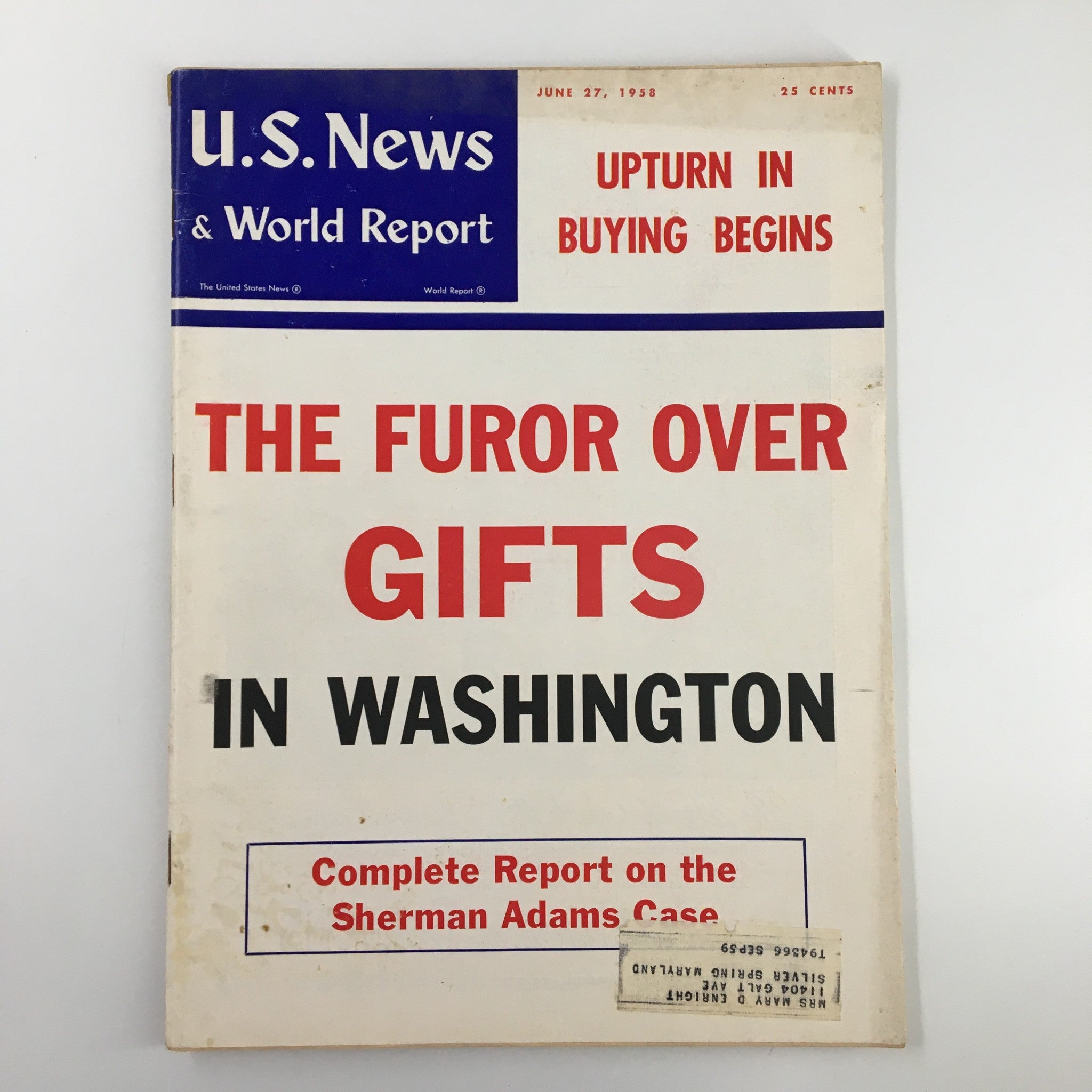 US News & World Report Magazine June 27 1958 The Furor Over Gifts in Washington