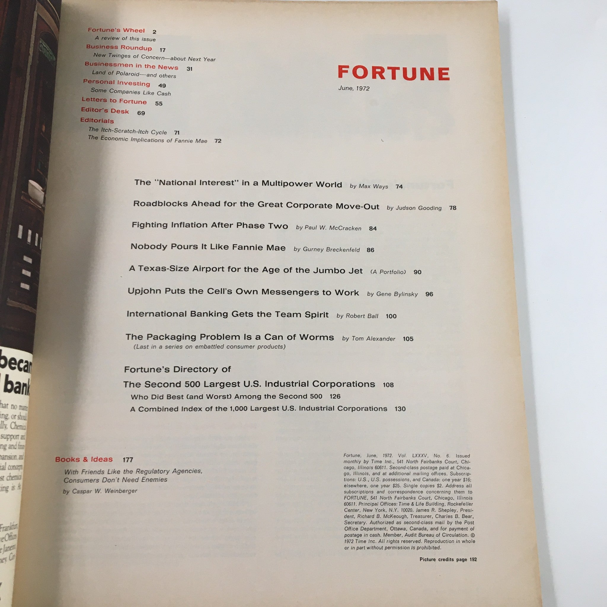 VTG Fortune Magazine June 1972 U.S. Policy Adapts To New Kind of World No Label