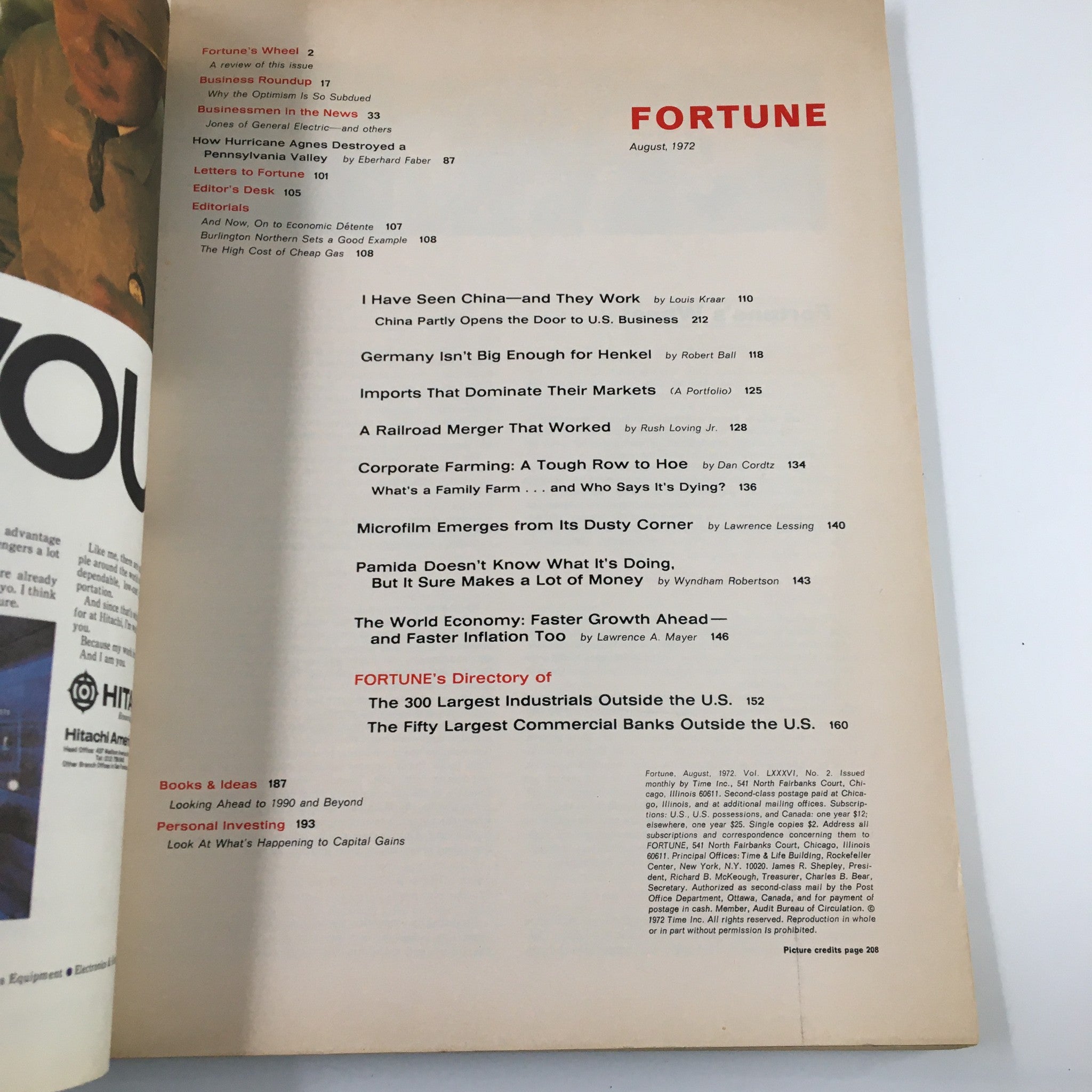 VTG Fortune Magazine August 1972 Henkel's Domestic Market is Europe No Label