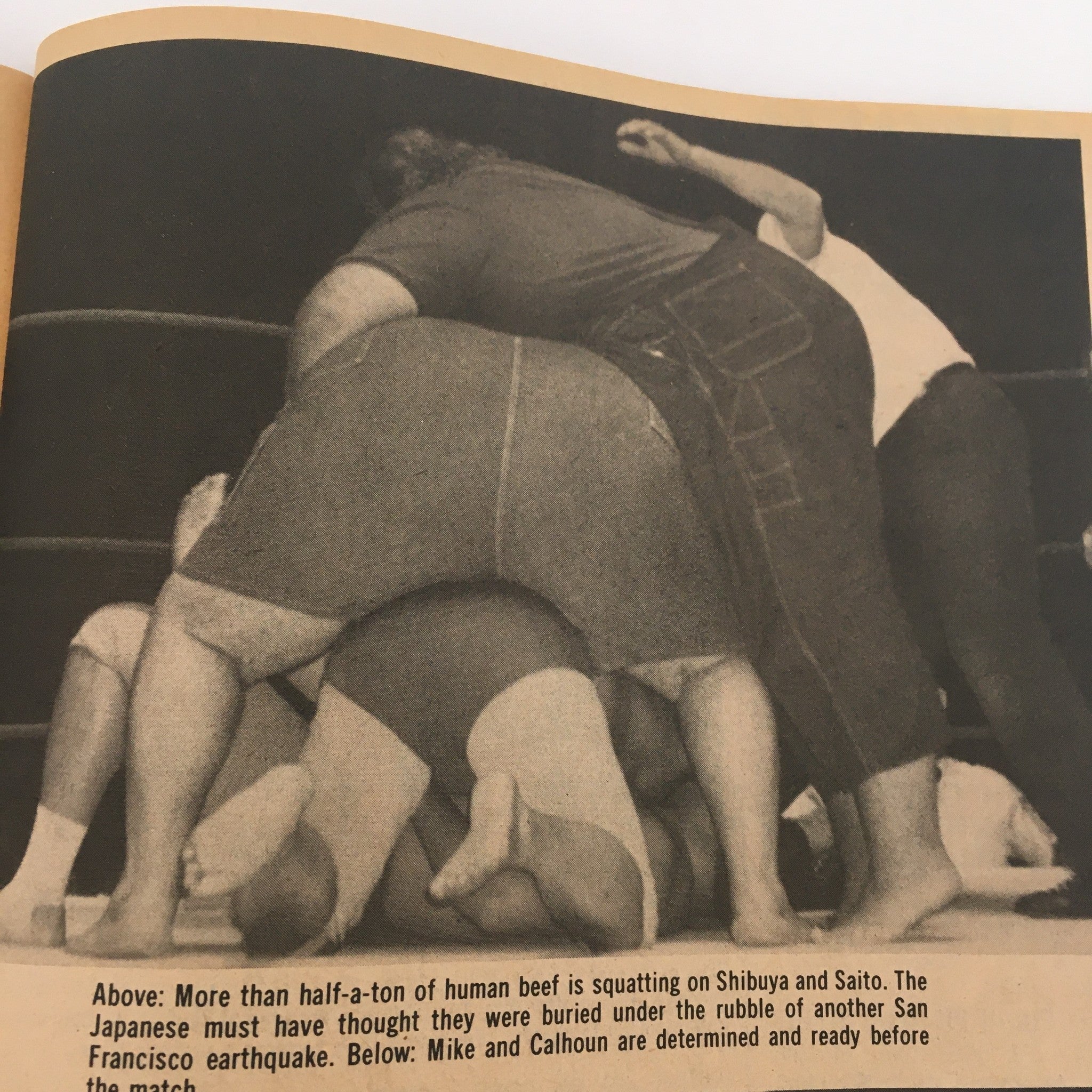 An image from The Wrestler Magazine January 1982 depicting a wrestling match with multiple competitors in action.