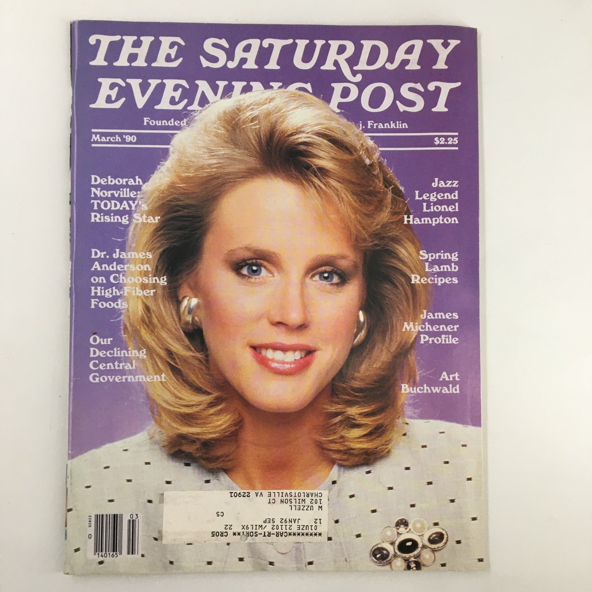 The Saturday Evening Post March 1990 Deborah Norville Today's Rising Star VG