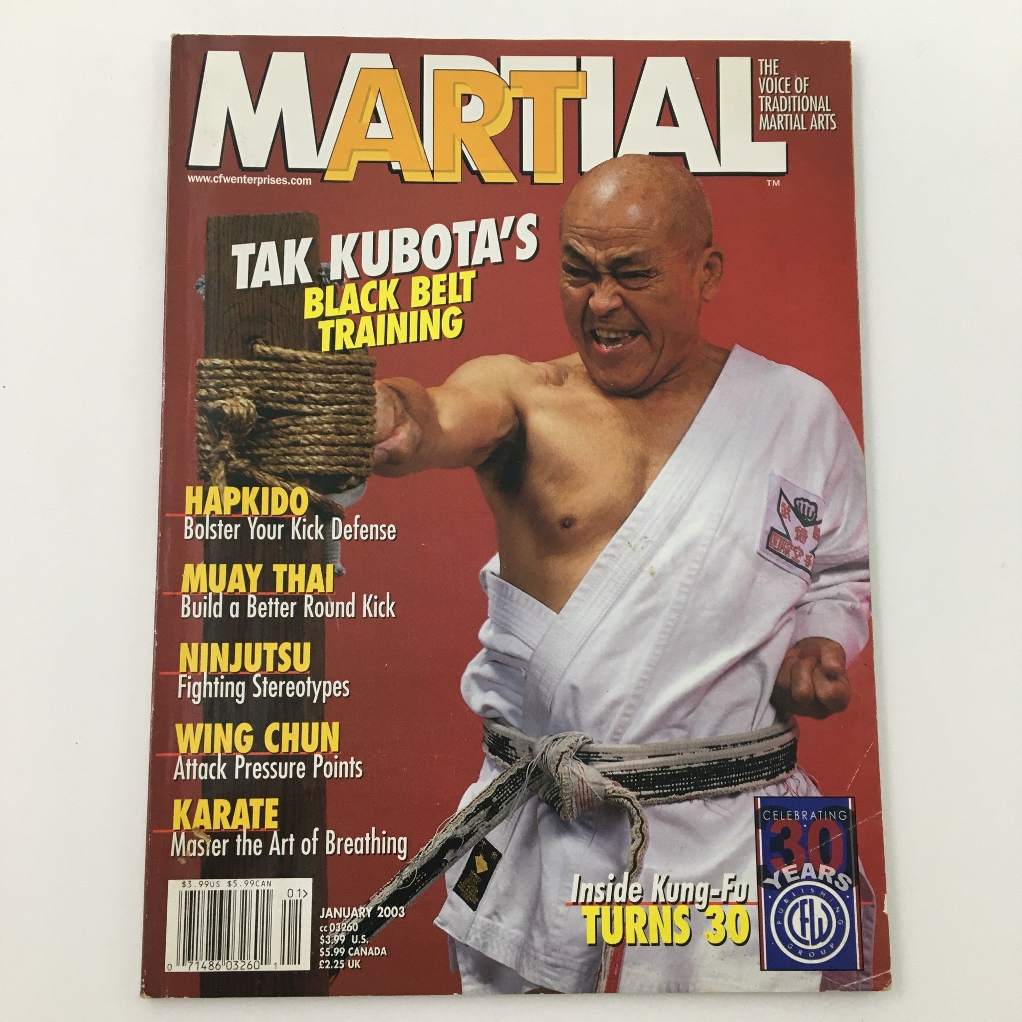 Martial Art Magazine January 2003 Tak Kubota Black Belt Training, Newsstand