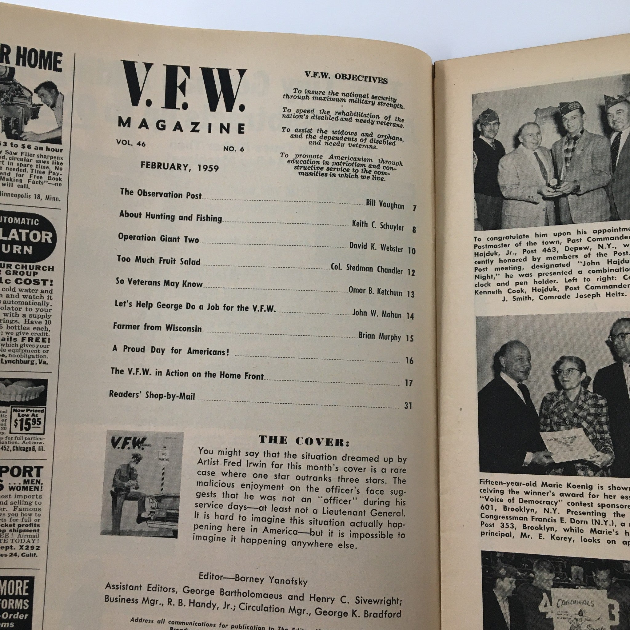 VTG V.F.W. Magazine February 1959 Let's Help George Do A Job For The V.F.W.