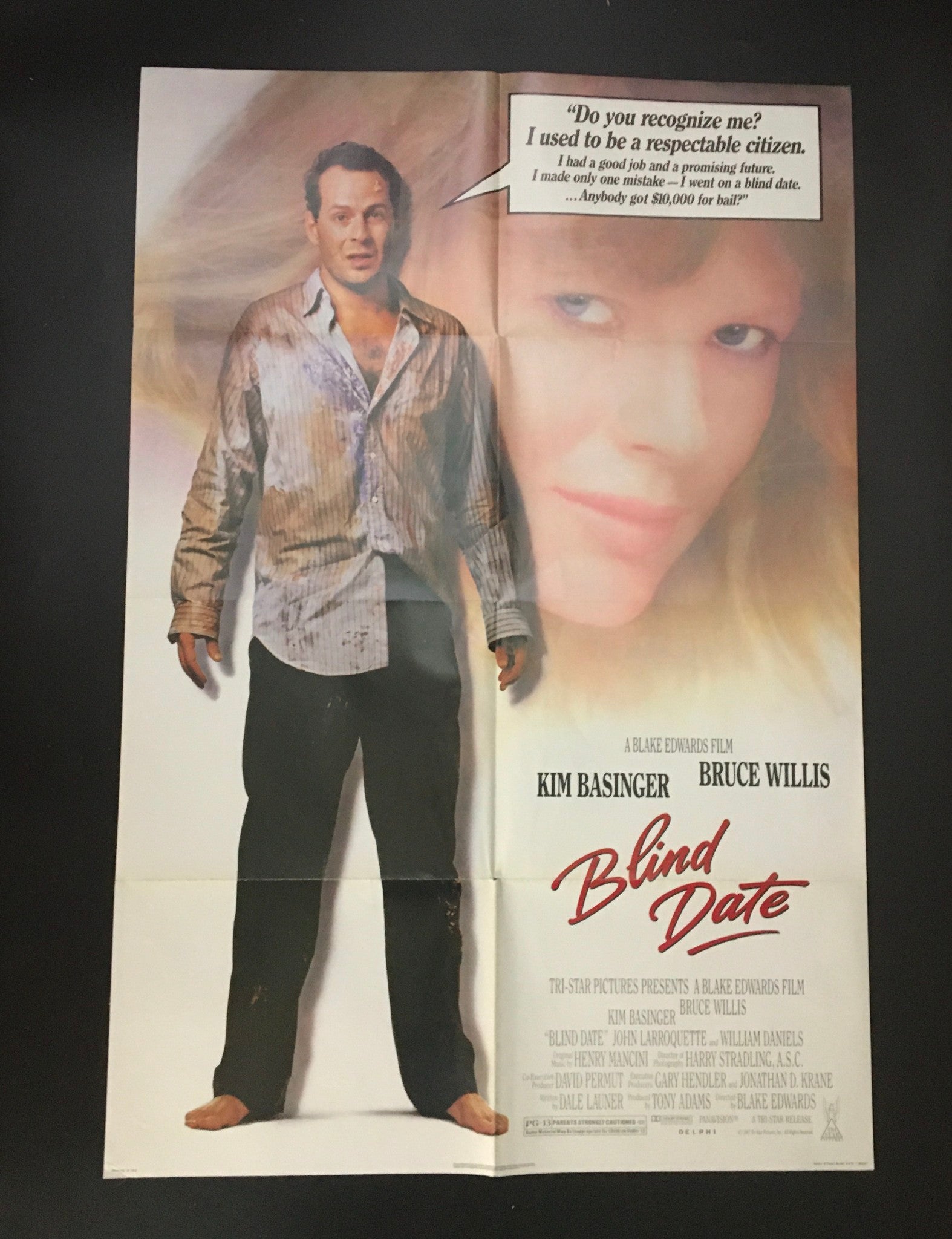 1987 Blind Date 40" x 27" Original Movie Poster Bruce Willis