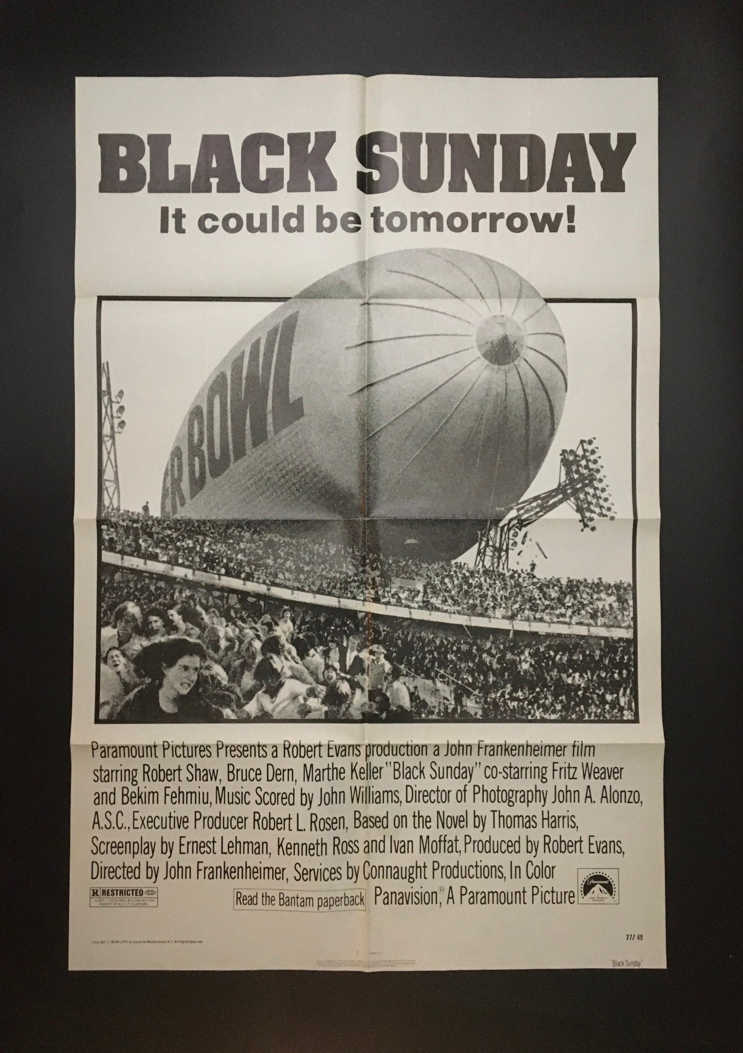 1977 Black Sunday 41" x 27" Original Movie Poster Robert Shaw