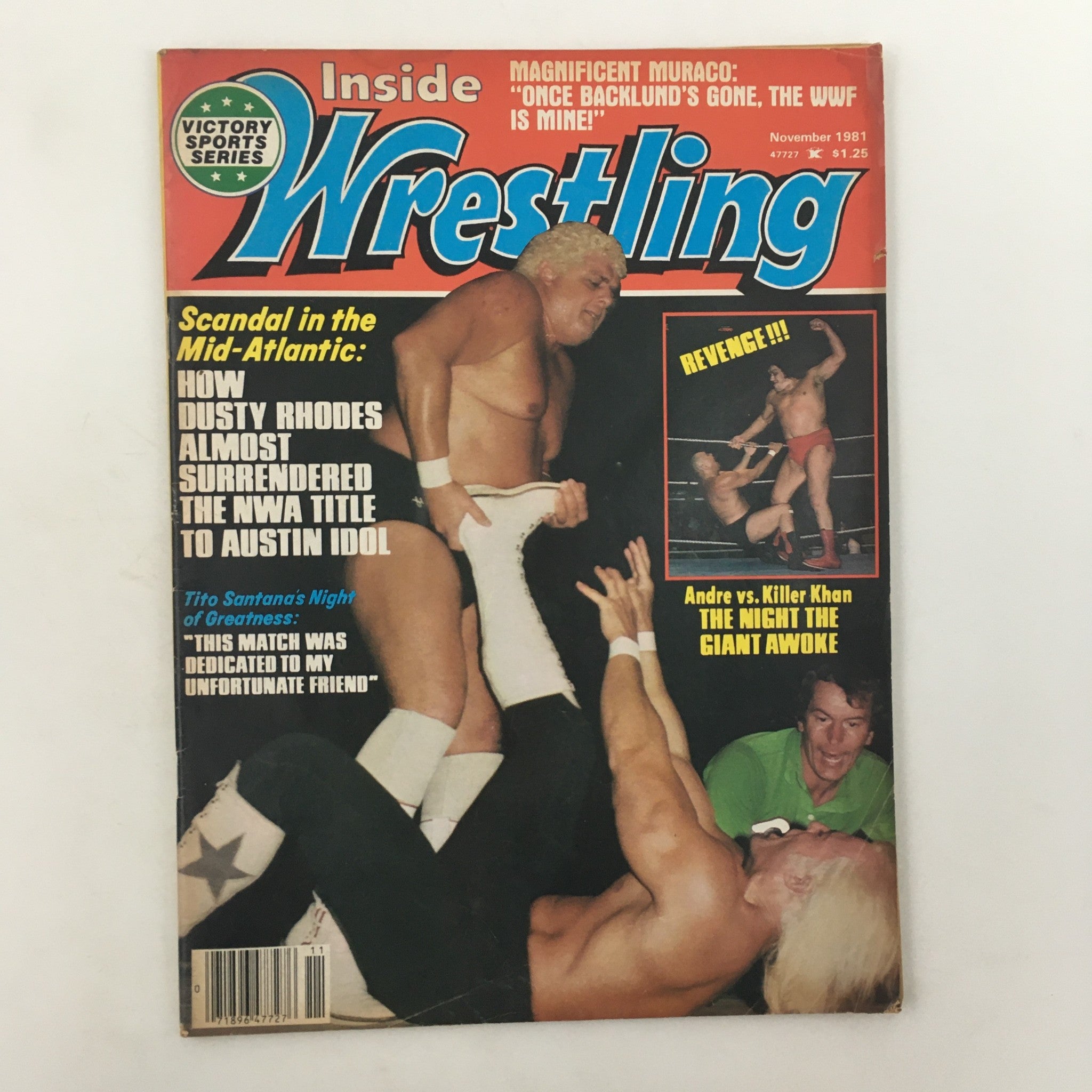 Cover of Inside Wrestling Magazine from November 1981 featuring Andre The Giant vs Killer Khan, showcasing wrestling culture from the early 1980s.