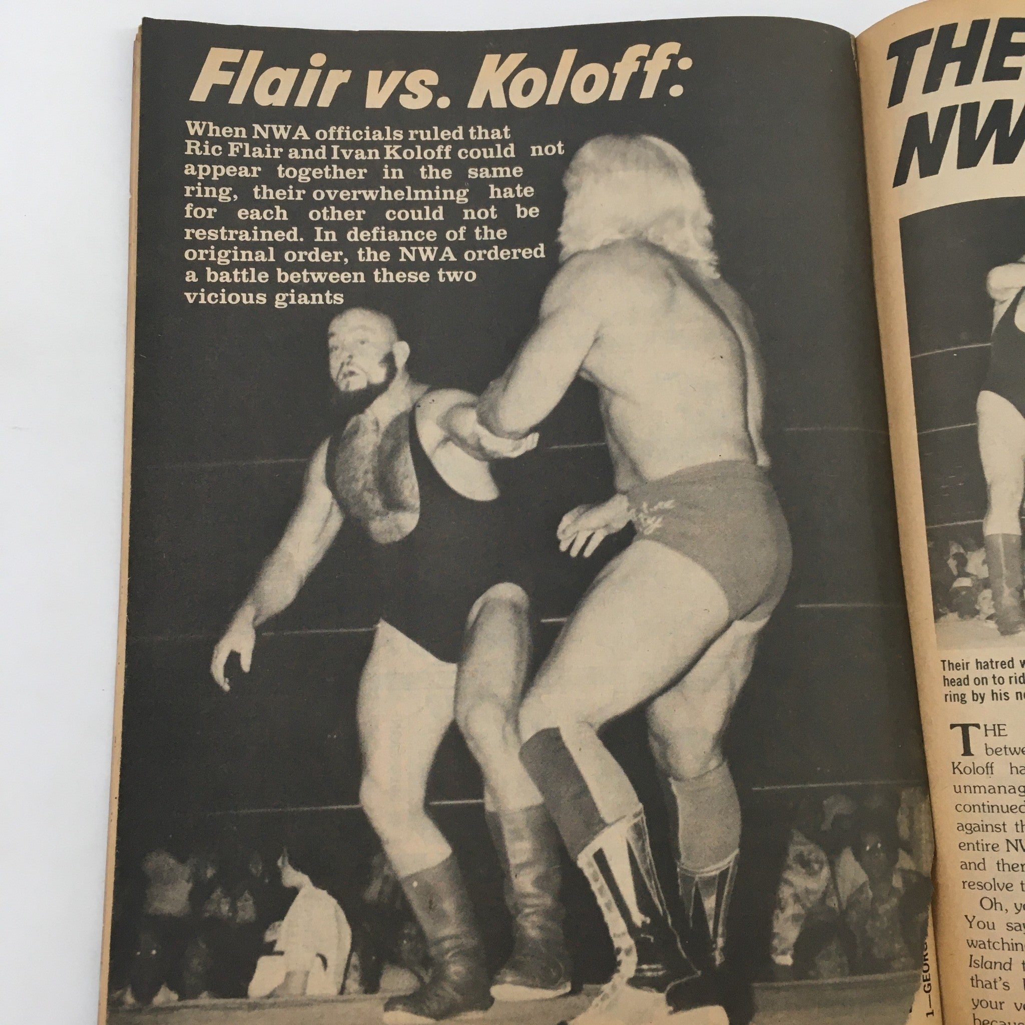 Inside Wrestling Magazine October 1981 featuring an iconic match recap of Ric Flair vs Ivan Koloff, highlighting their fierce rivalry in professional wrestling.