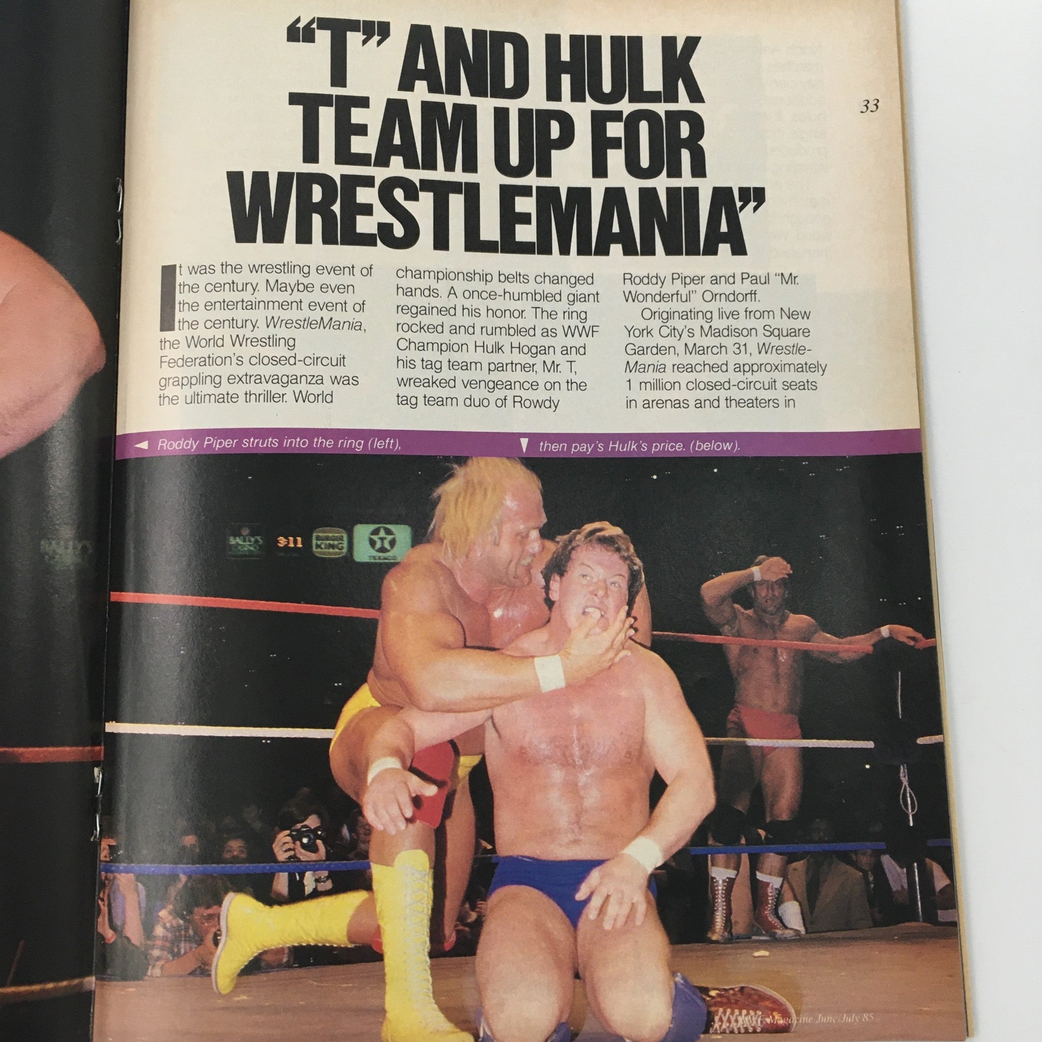 WWF Wrestling Magazine June July 1985 Hulk Hogan and Mr. T Team Up, No Label