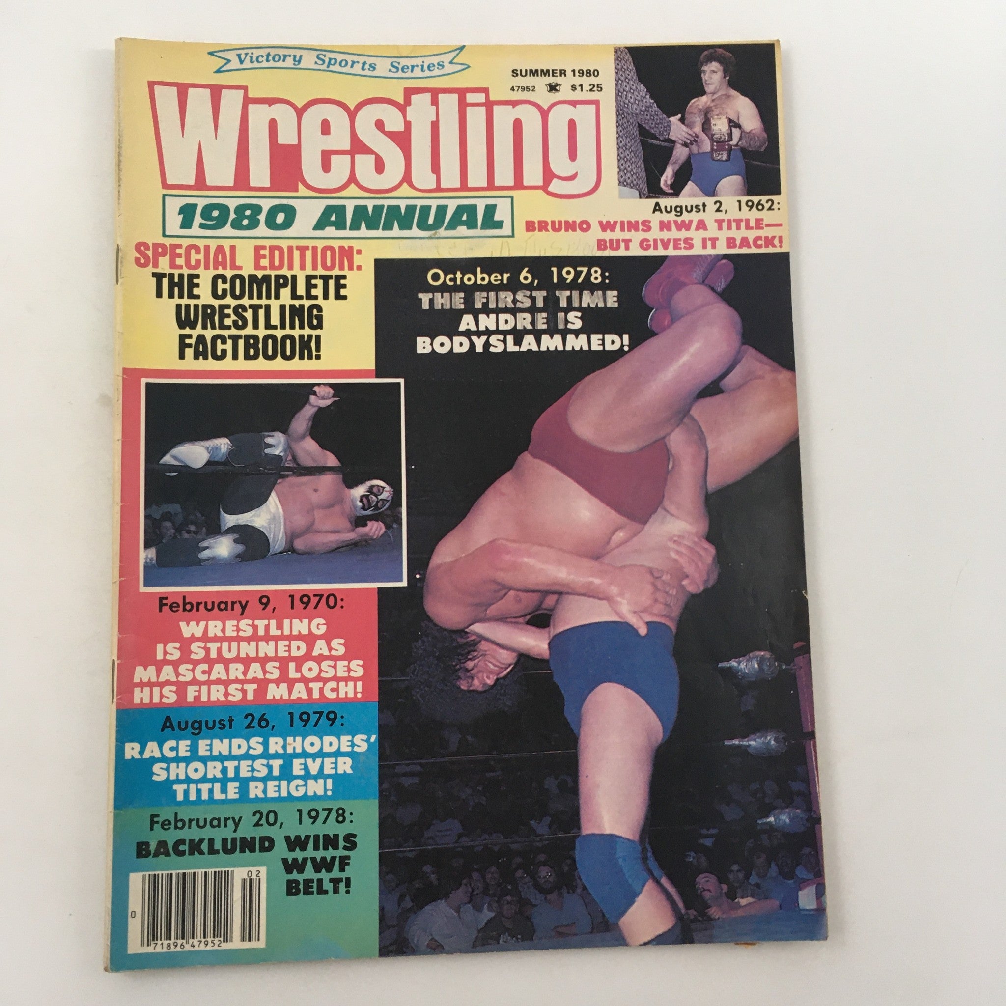 WWF Wrestling Magazine Summer 1980 Andre the Giant Body Slammed and Mil Mascaras