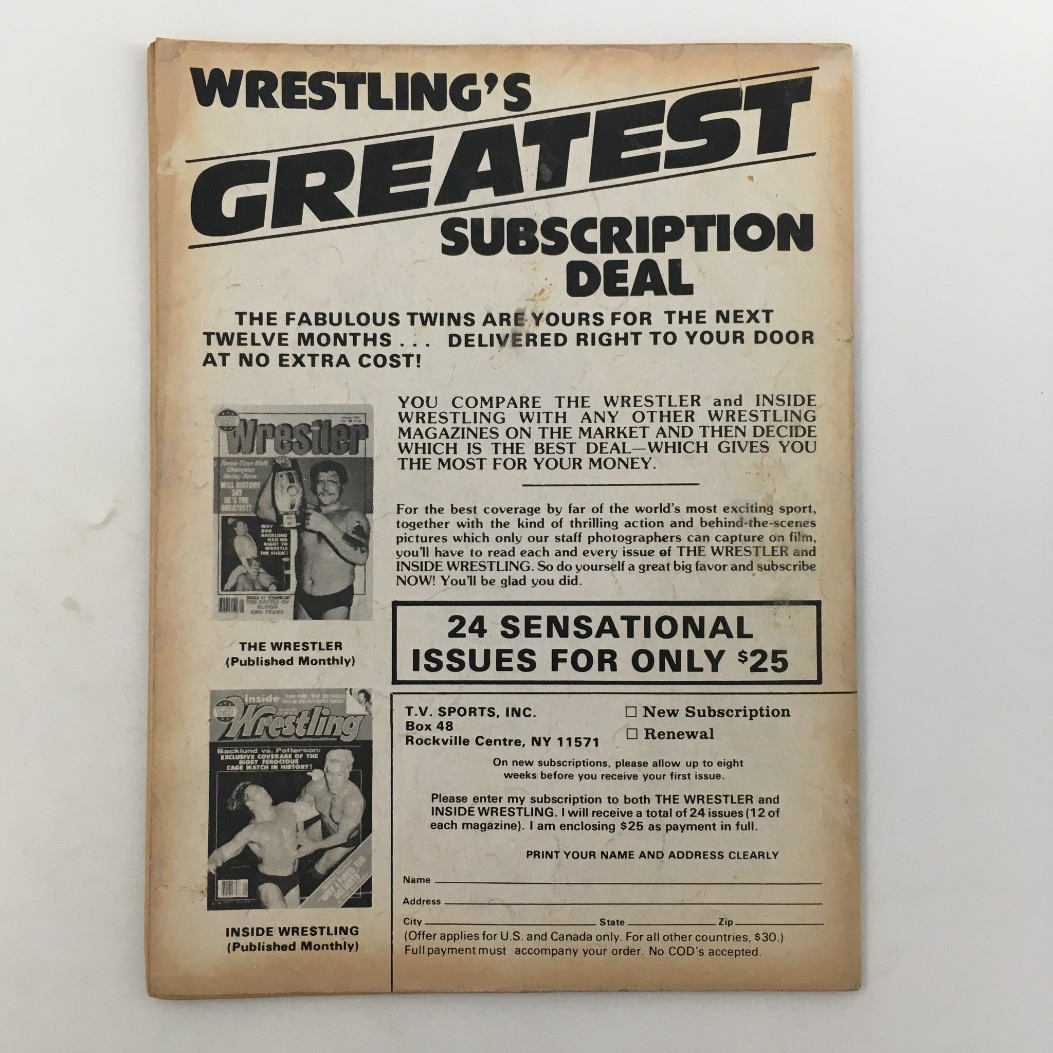 Sports Review Wrestling Magazine September 1980 The Wild Samoans Tag Team Champs