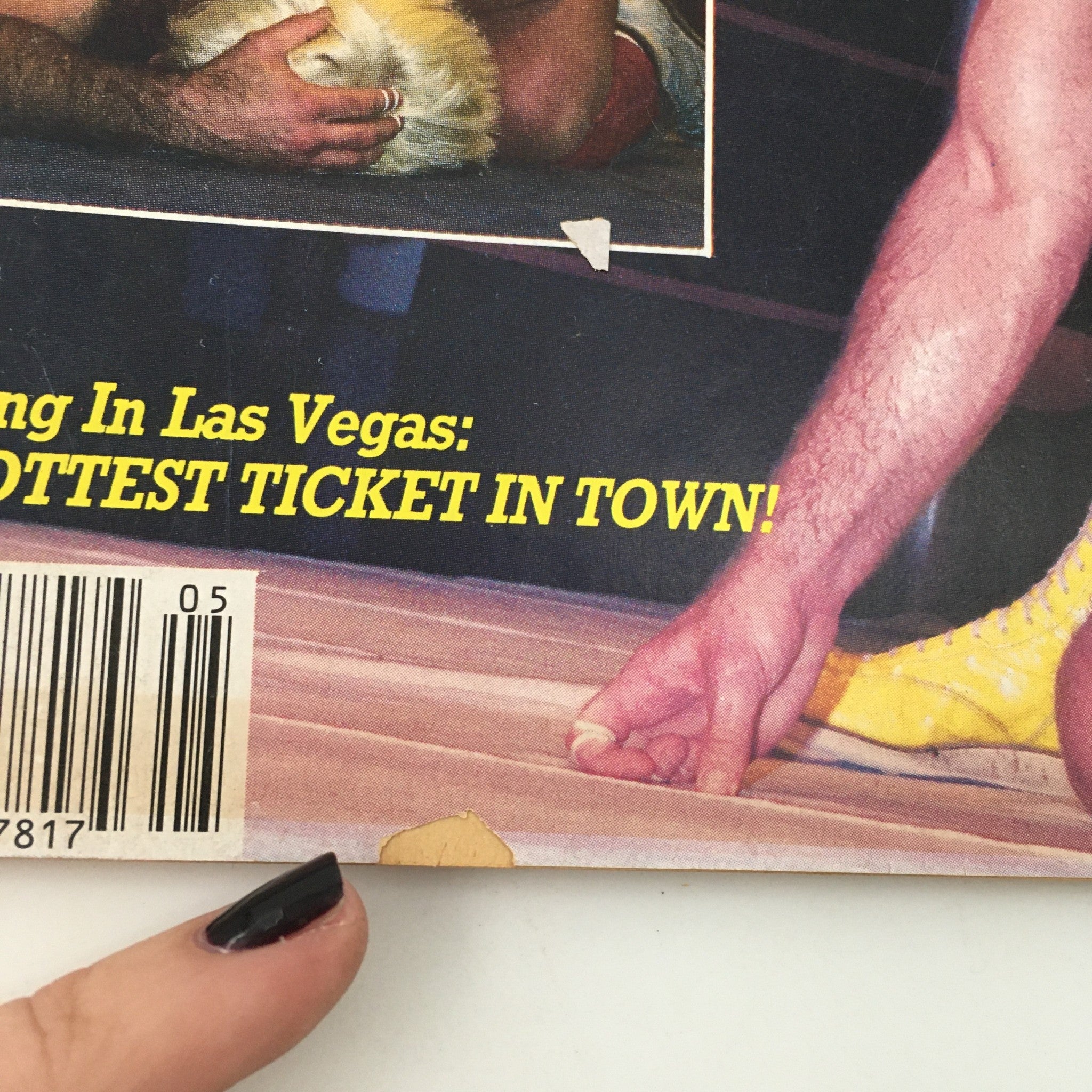 Cover image of Sports Review Wrestling Magazine from May 1985 featuring The Freebirds vs Ric Flair. The magazine highlights wrestling events in Las Vegas with the caption 'Hottest Ticket in Town'. The image shows the magazine's design, detailing the wrestling action and iconic 1980s wrestling culture.