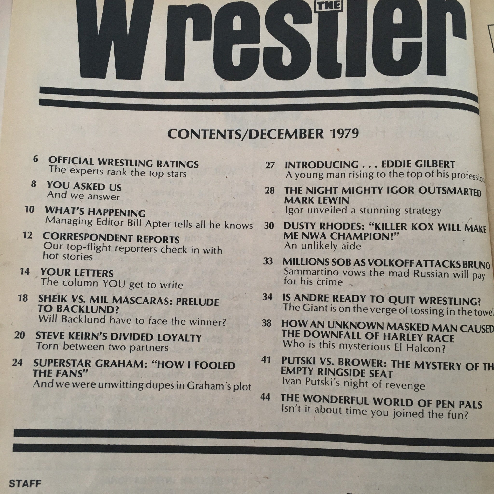 WWF The Wrestler Magazine December 1979 Andre the Giant & Graham Billy Feature