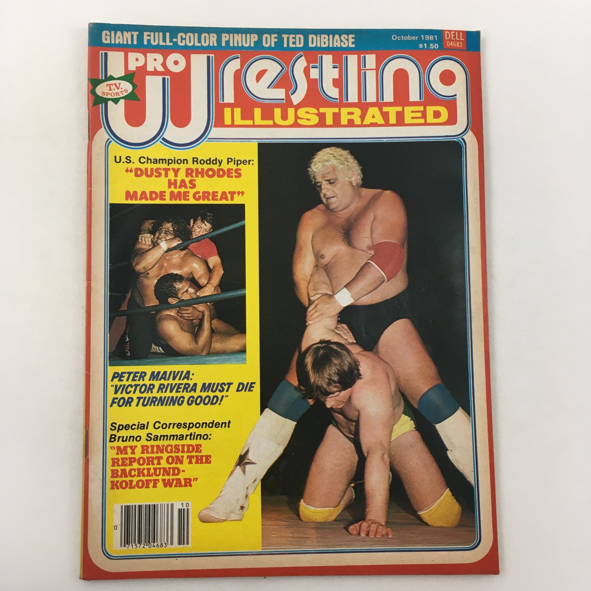 Pro Wrestling Illustrated Magazine October 1981 cover featuring Roddy Piper and Dusty Rhodes in action, highlighting a pivotal wrestling match.