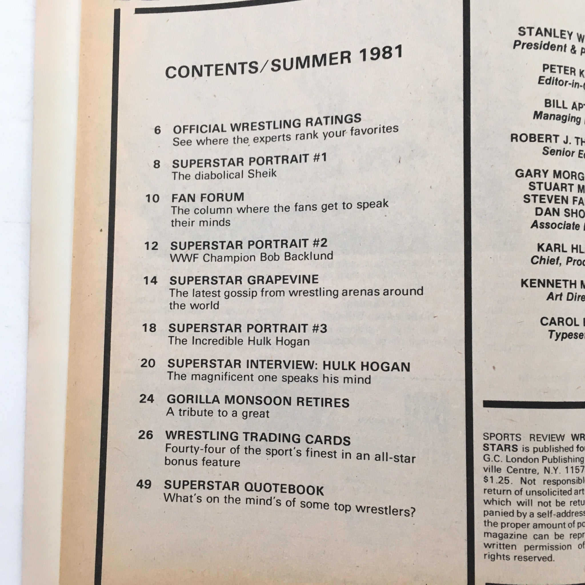 Wrestling Superstars Magazine Summer 1981 Hulk Hogan - Andre The Giant Tag Team