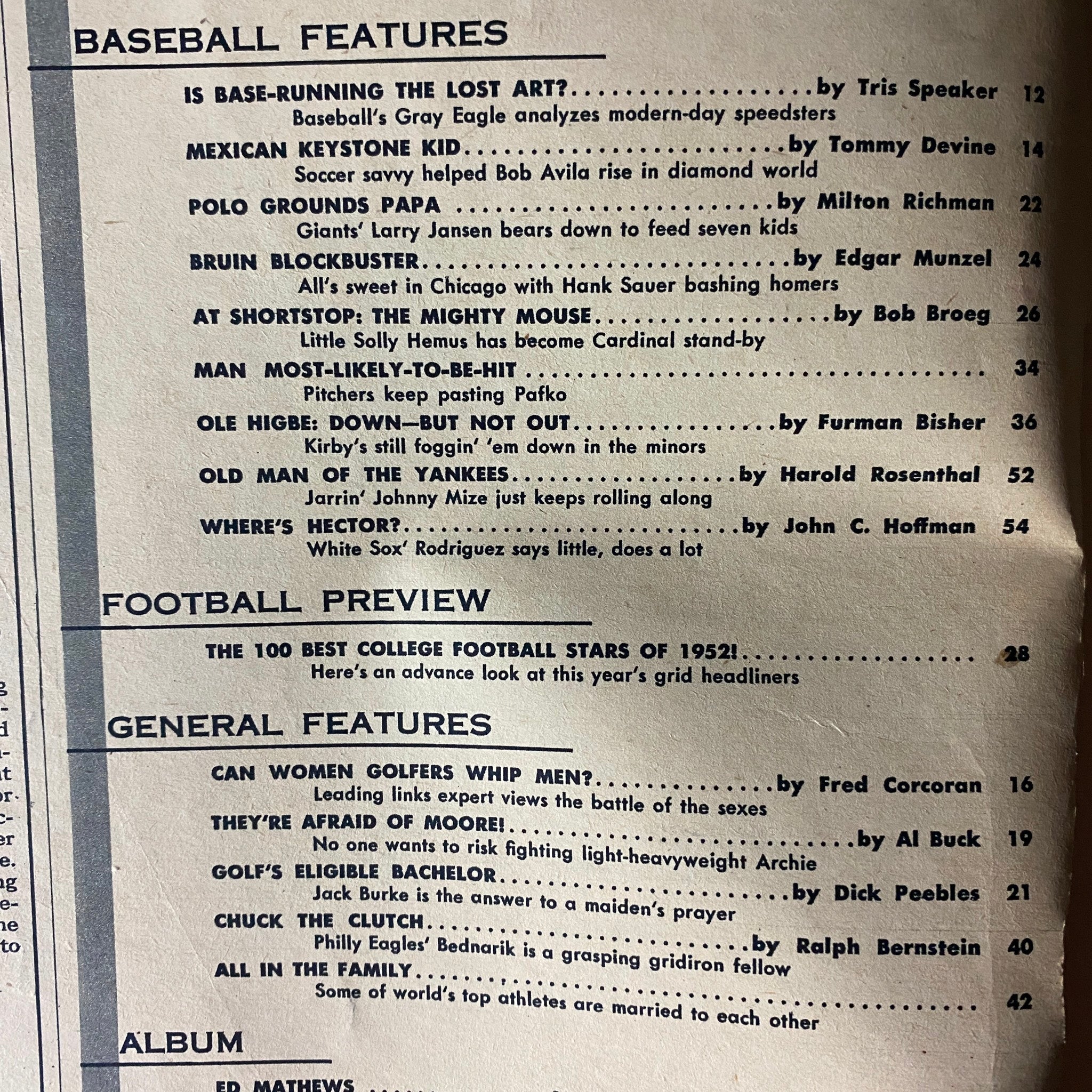 Sport Life Magazine October 1952 Larry Jansen Cover No Label GD Interior