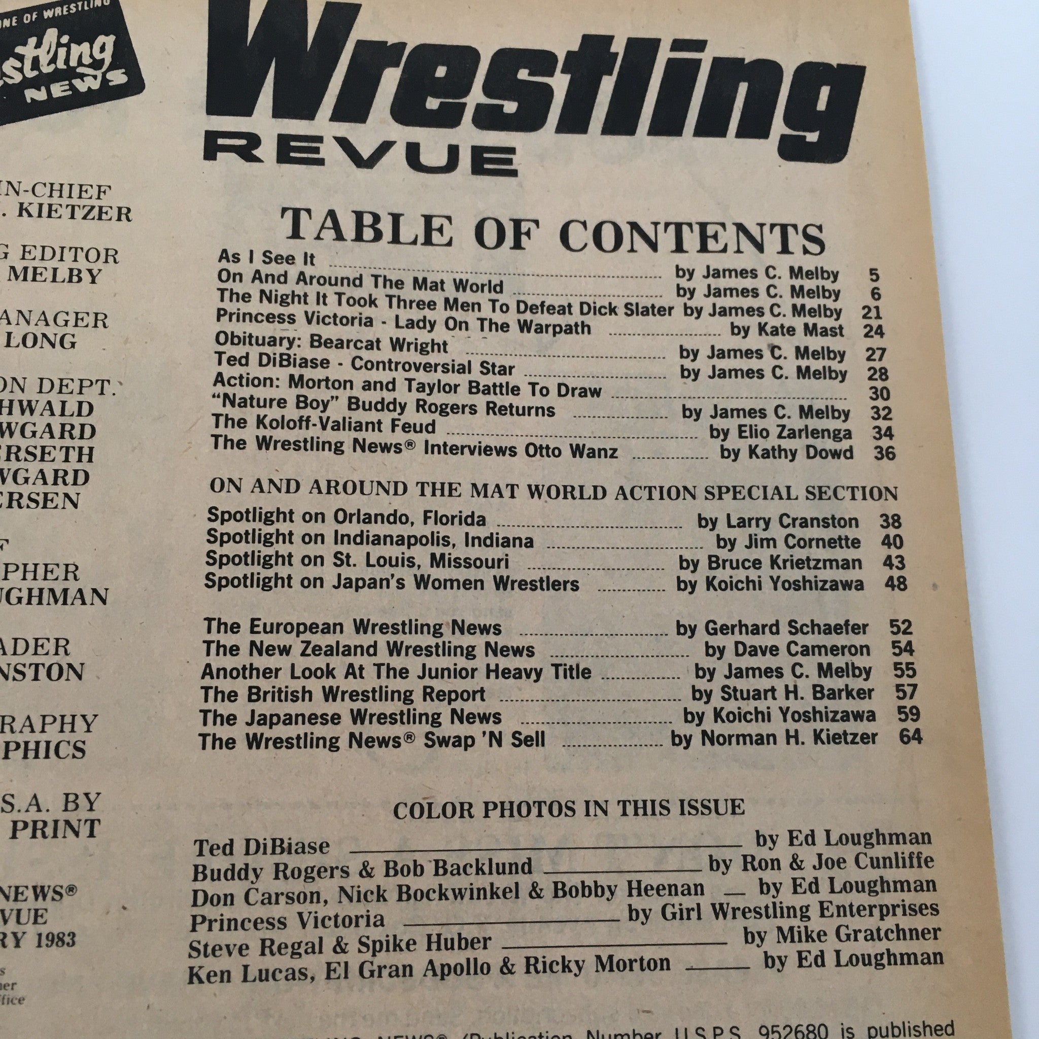 Wrestling Revue Magazine January 1983 Ricky Morton, El Gran Apollo and Ken Lucas