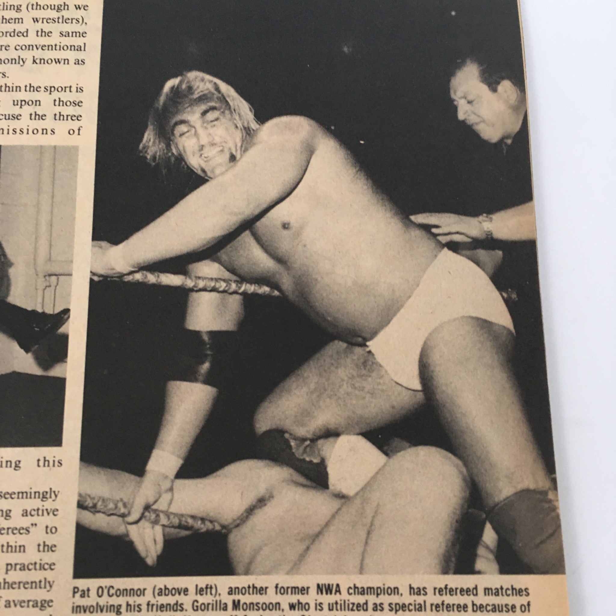 Sports Review Wrestling Magazine January 1982 featuring a wrestling match with an unidentified wrestler in action, showcasing the excitement of professional wrestling.