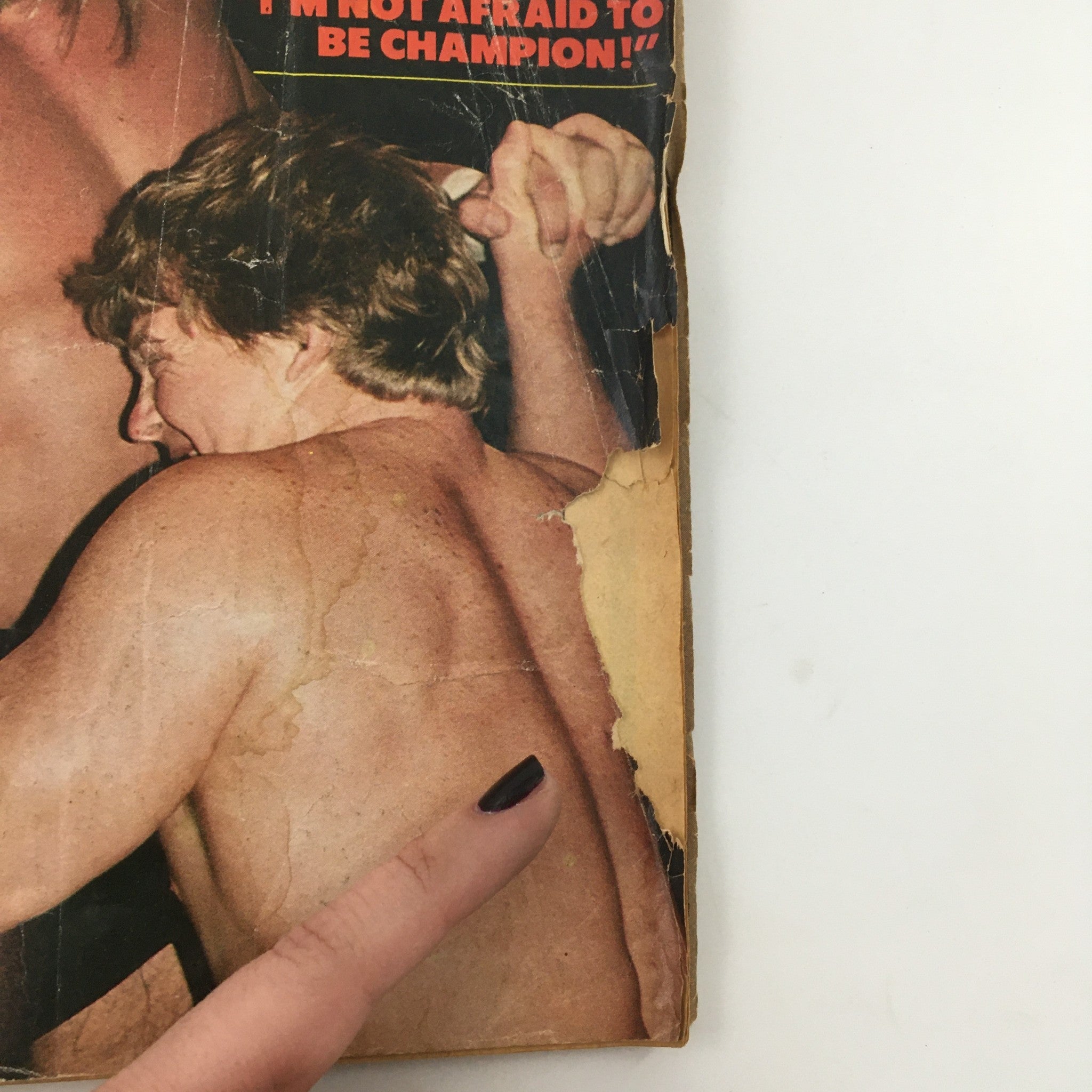 Cover of Inside Wrestling Magazine July 1981 showing a tense wrestling moment, with an iconic quote stating 'I'M NOT AFRAID TO BE CHAMPION!'