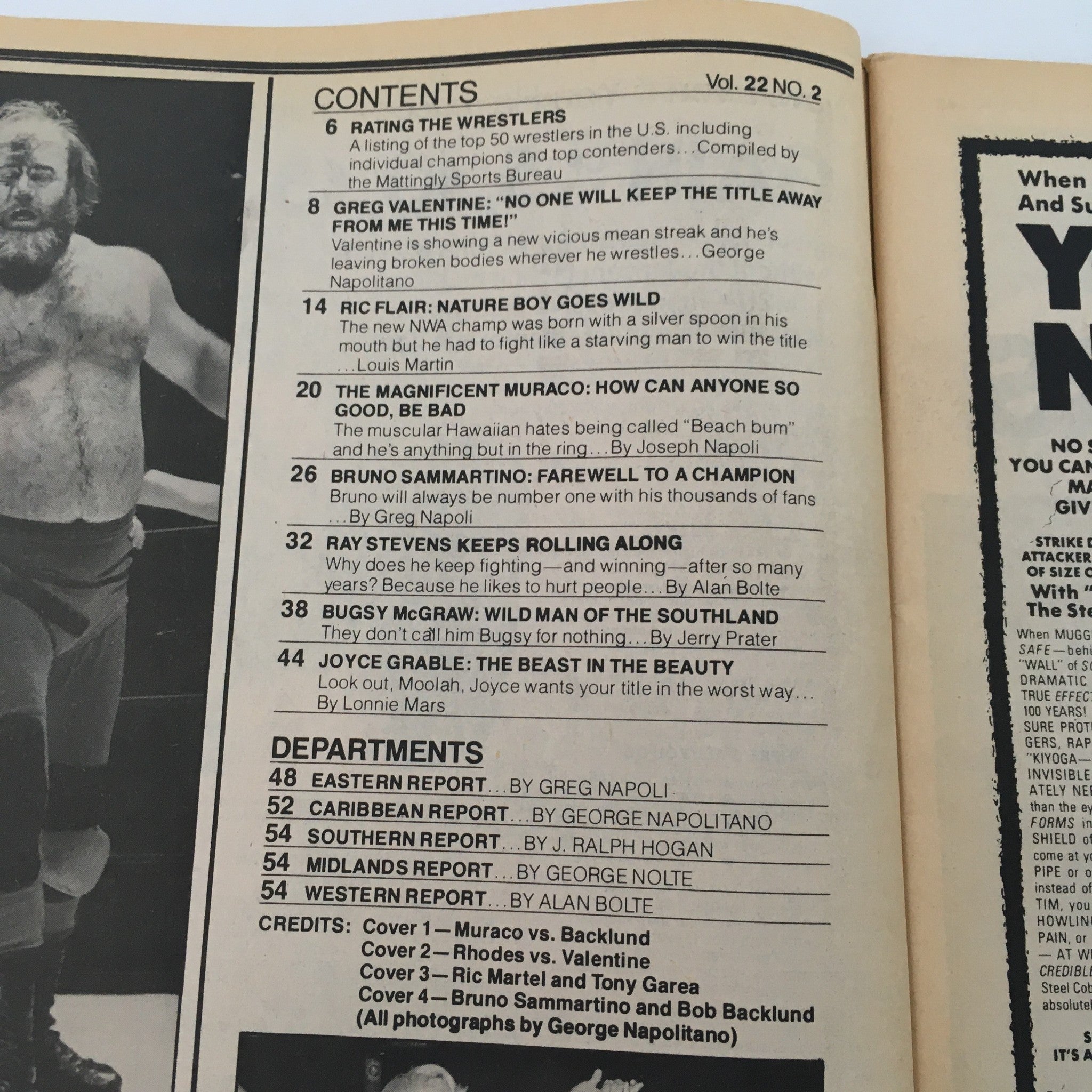 Wrestling World Magazine 1982 Greg Valentine, Bruno Sammartino & Ric Flair