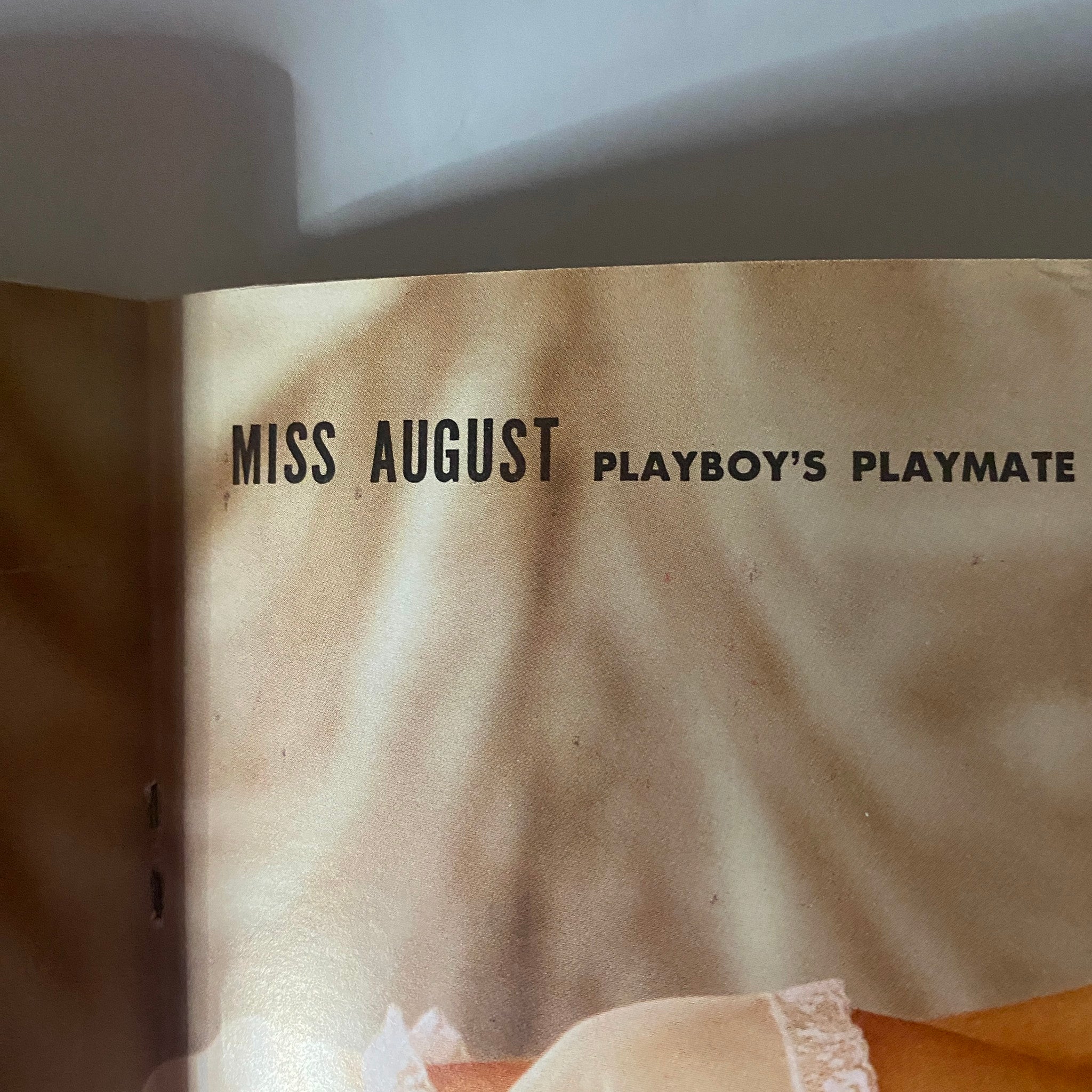 Inside page of Playboy Magazine August 1961 highlighting 'Miss August' and her feature as Playboy's Playmate.