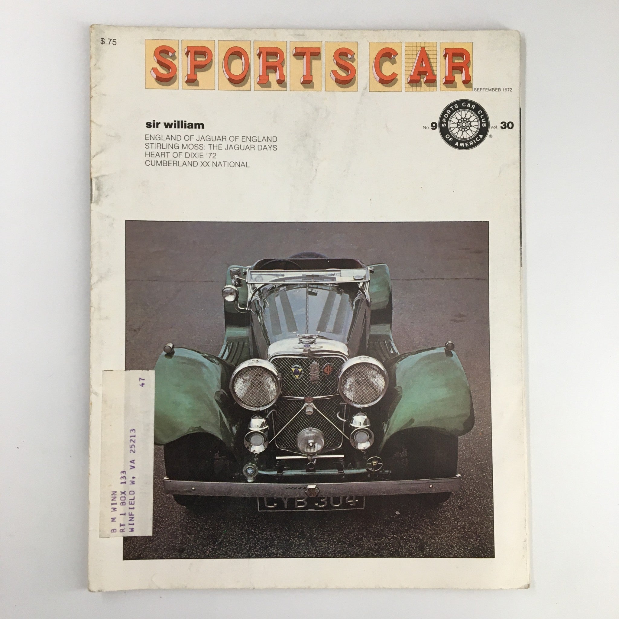 VTG Sports Car Magazine September 1972 Sir William England of Jaguar England