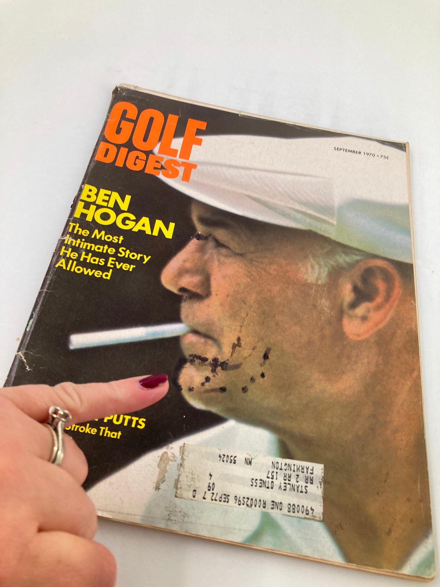 Cover of VTG Golf Digest Magazine September 1970 featuring Ben Hogan, showcasing the title 'The Most Intimate Story He Has Ever Allowed', with a close-up of Ben Hogan's face and a cigarette.