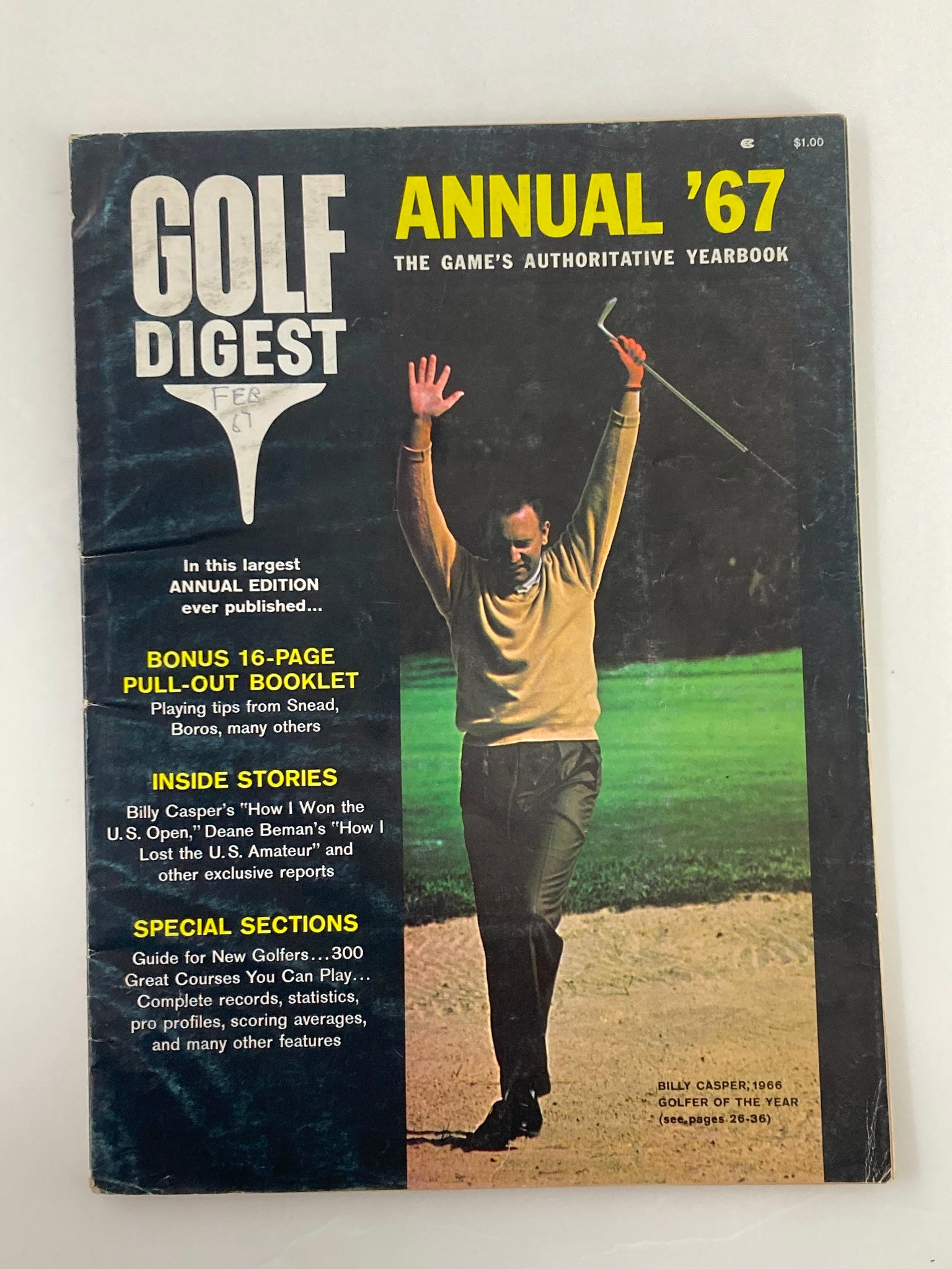 VTG Golf Digest Yearbook 1967 Billy Casper Golfer of the Year 1966 No Label