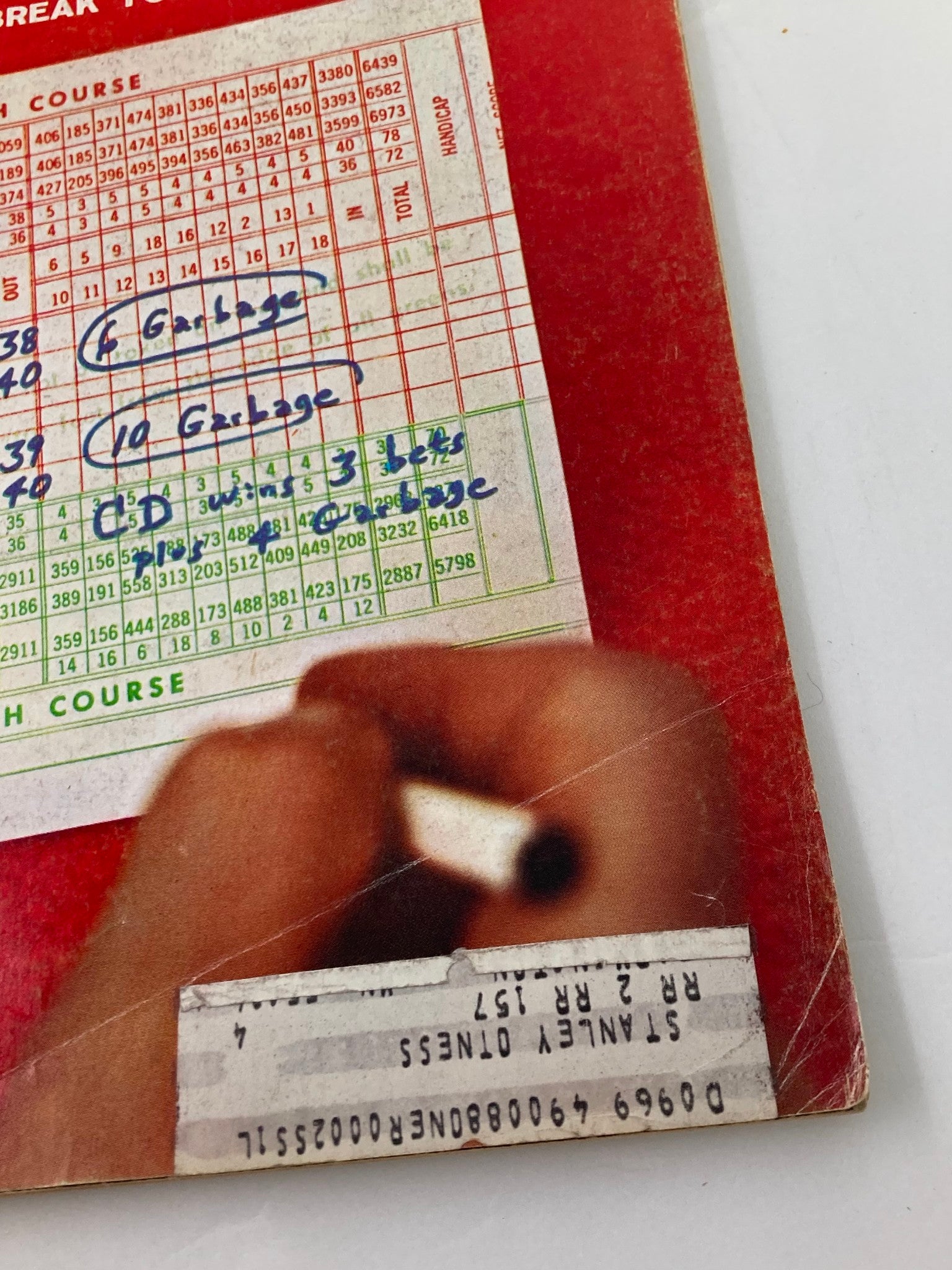 Back cover of the November 1967 Golf Digest magazine titled 'Those 'Friendly' Bets Can Break You', featuring a scorecard with handwritten notes on golfing scores.