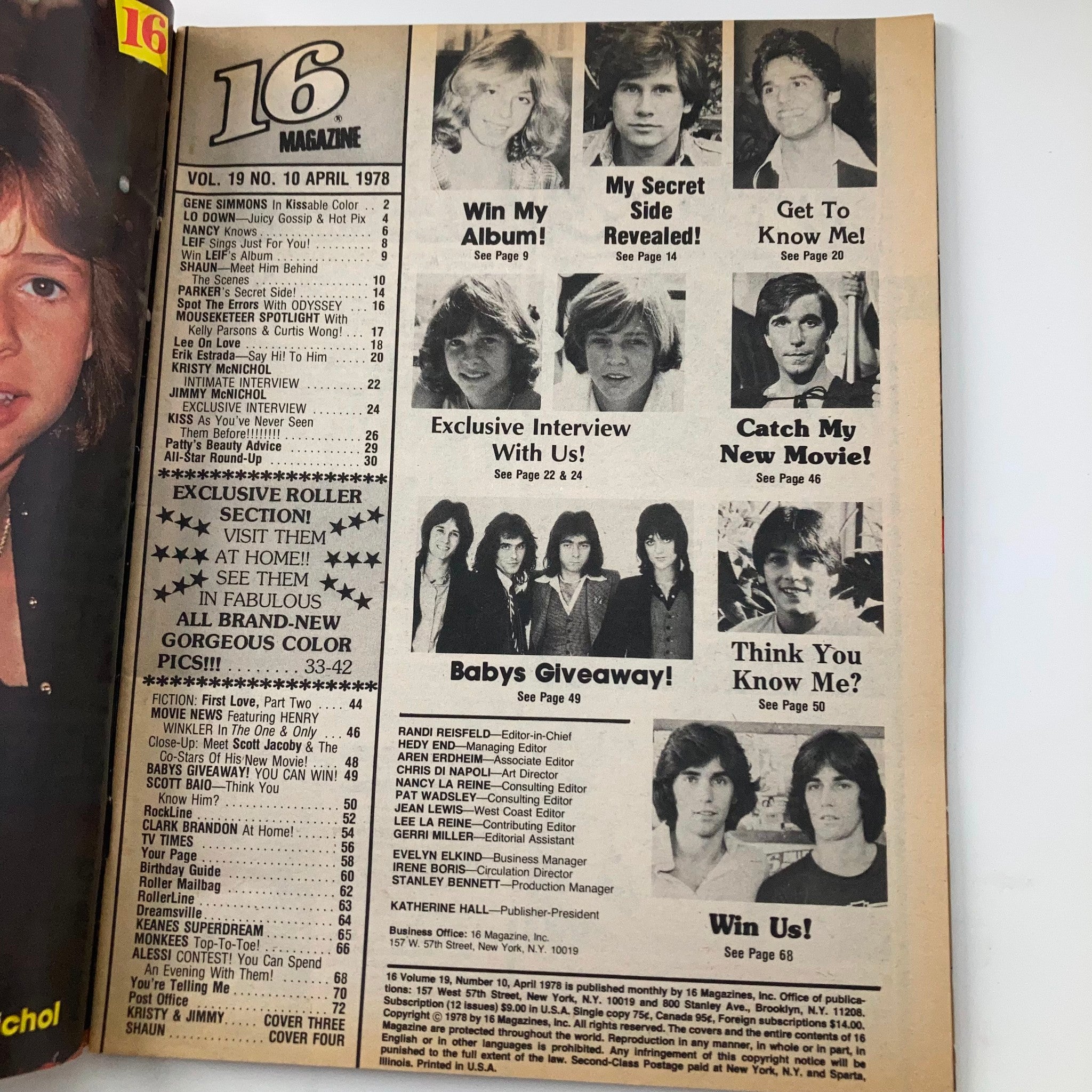 VTG 16 Magazine April 1978 Shaun Cassidy, Kiss and Bay City Rollers No Label