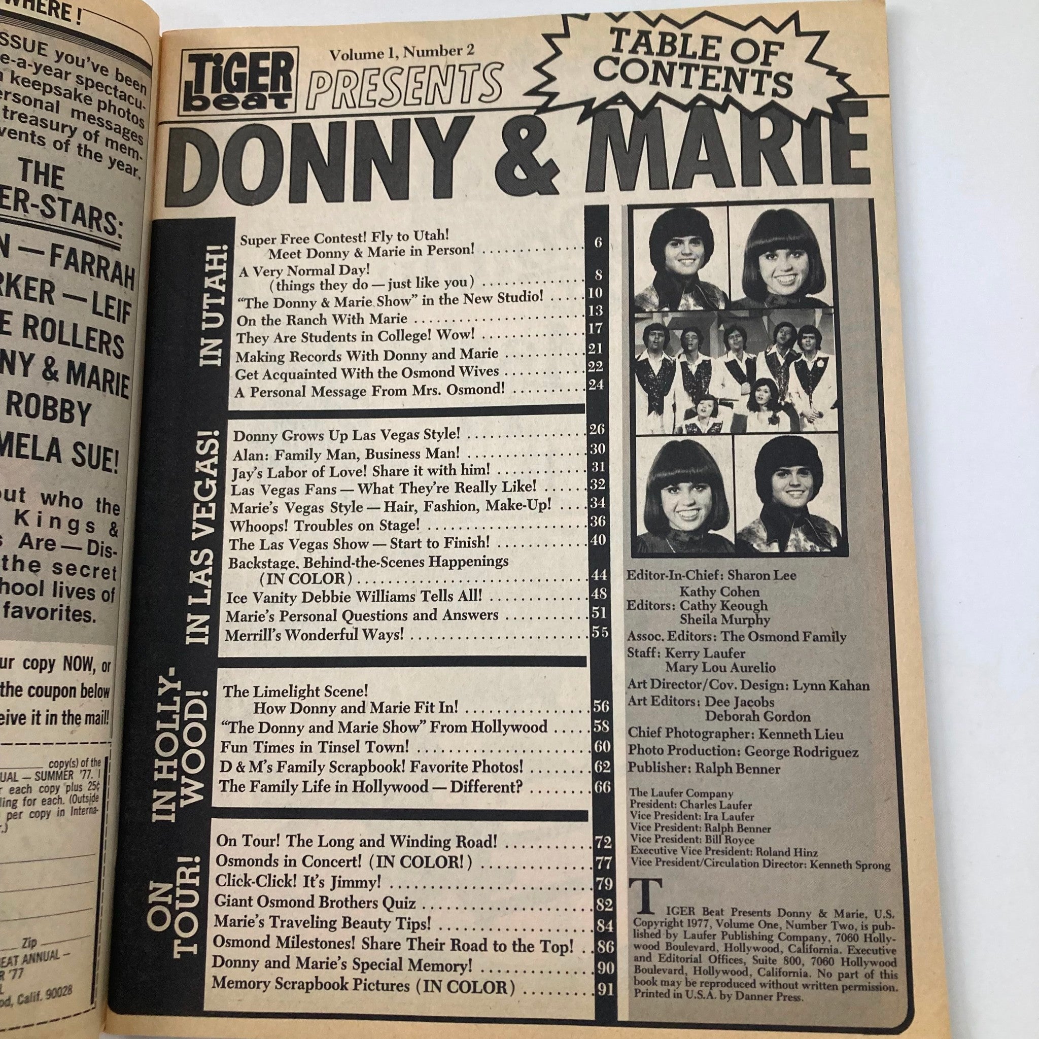 VTG Tiger Beat Magazine Presents 1977 Vol 1 #2 Donny & Marie Osmond w Poster VG