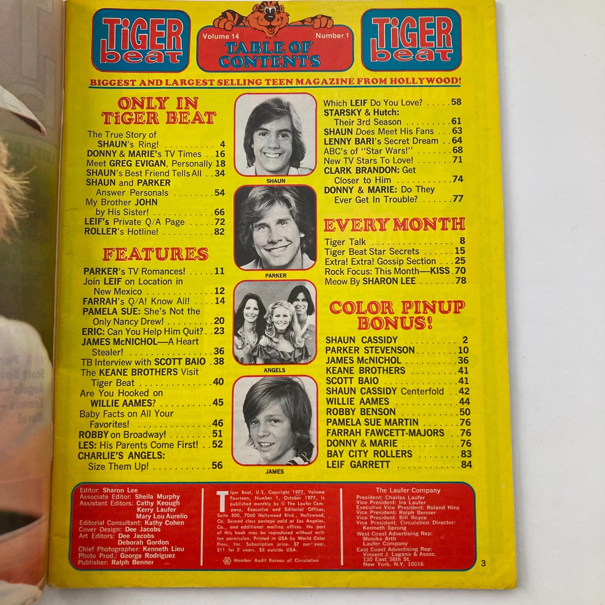 Tiger Beat Star October 1977 Shaun Cassidy, Star Wars, Donny & Marie VG No Label