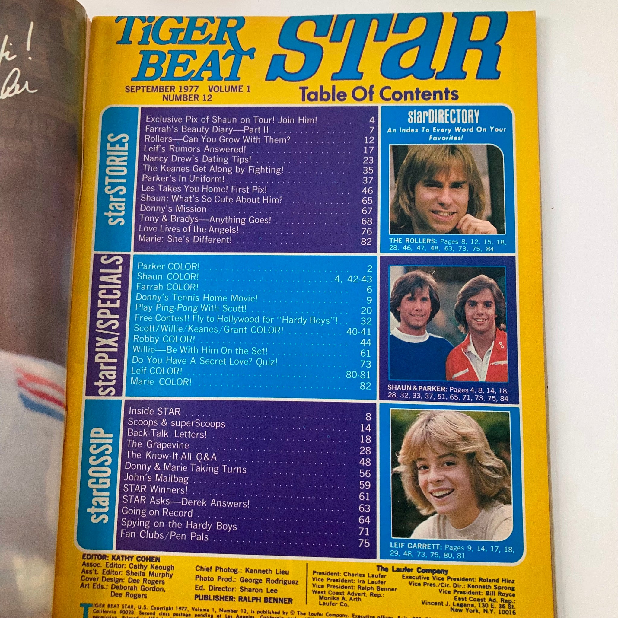 Tiger Beat Star September 1977 Shaun Cassidy, Leif Garret w Poster VG No Label