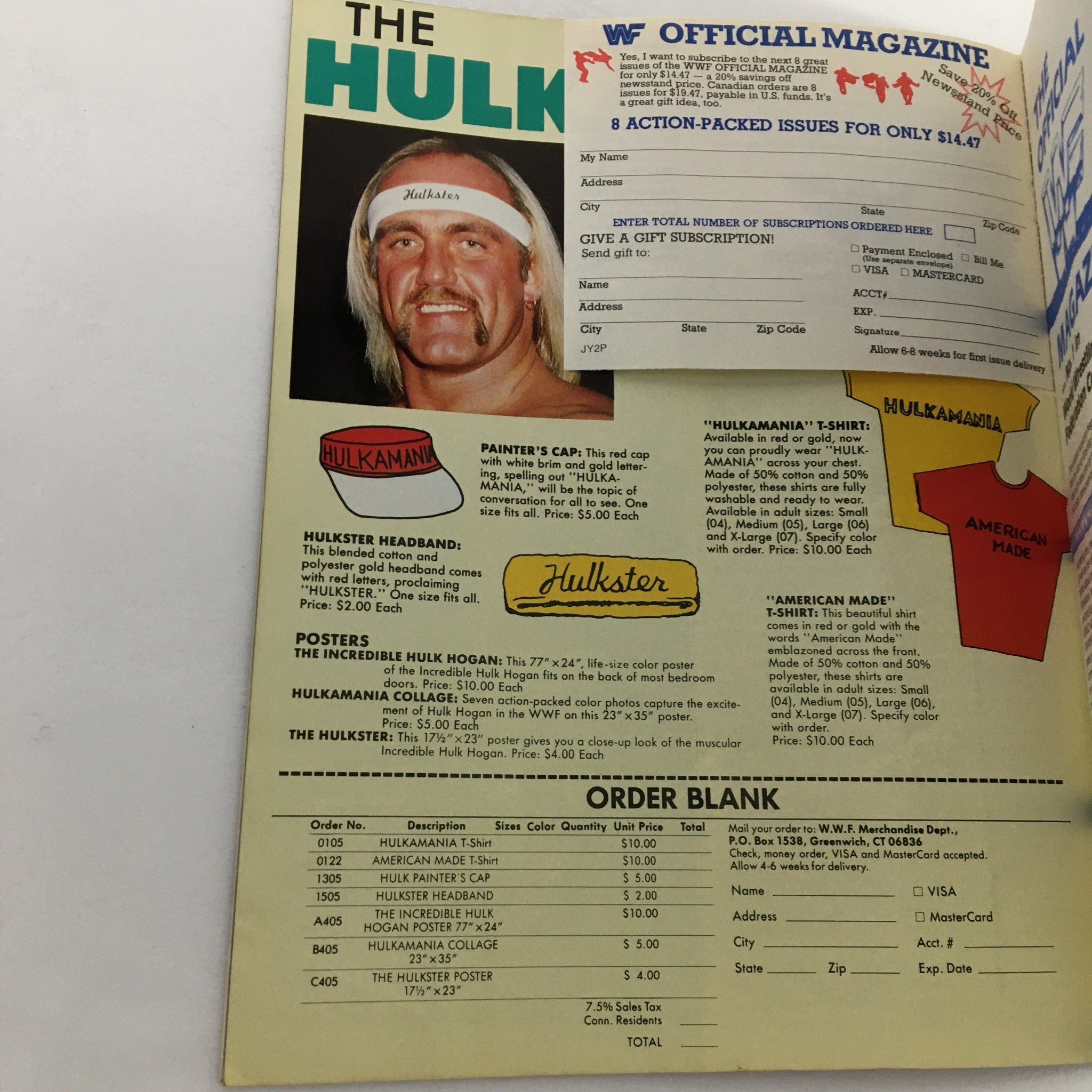 WWF Program August 1984 Wendy Richter & Cindy Lauper & Hulk Hogan Event Matches