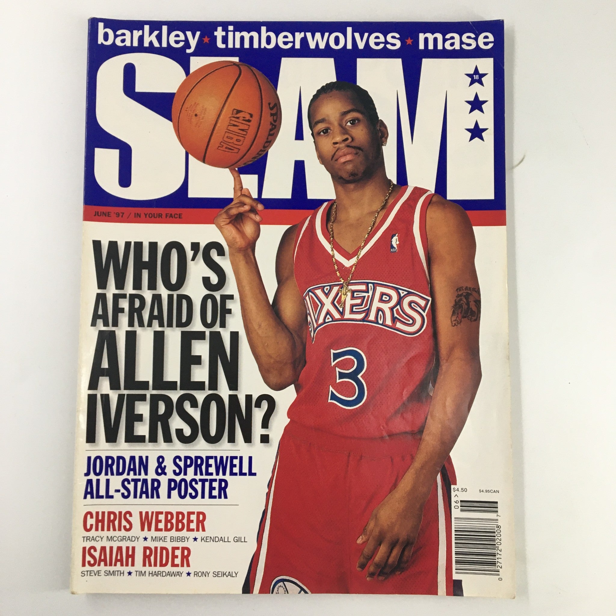 Slam Magazine June 1997 Philadelphia 76ers Allen Iverson No Label