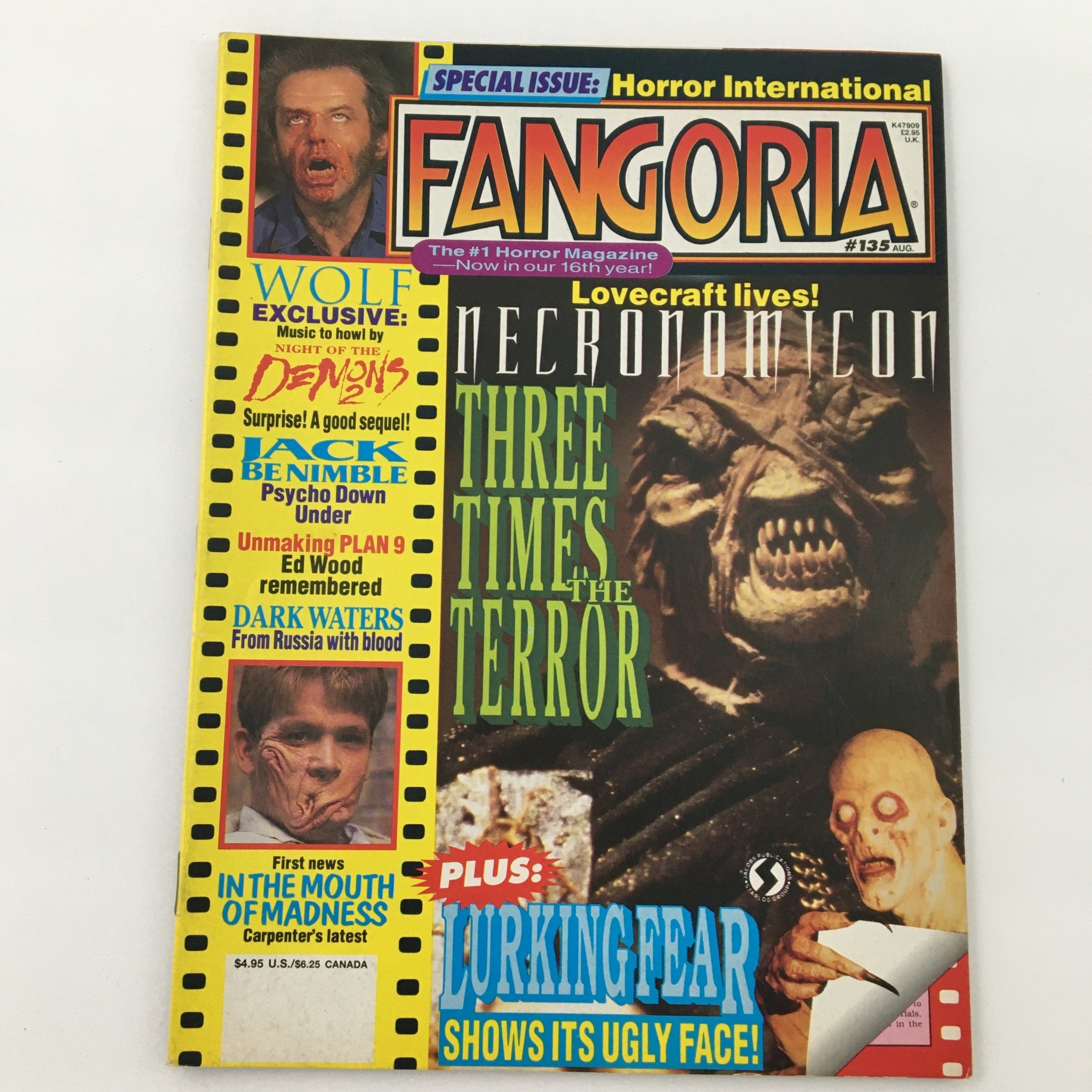 Fangoria Magazine August 1994 #135 Ed Wood Remembered & Dark Waters Russia, VG