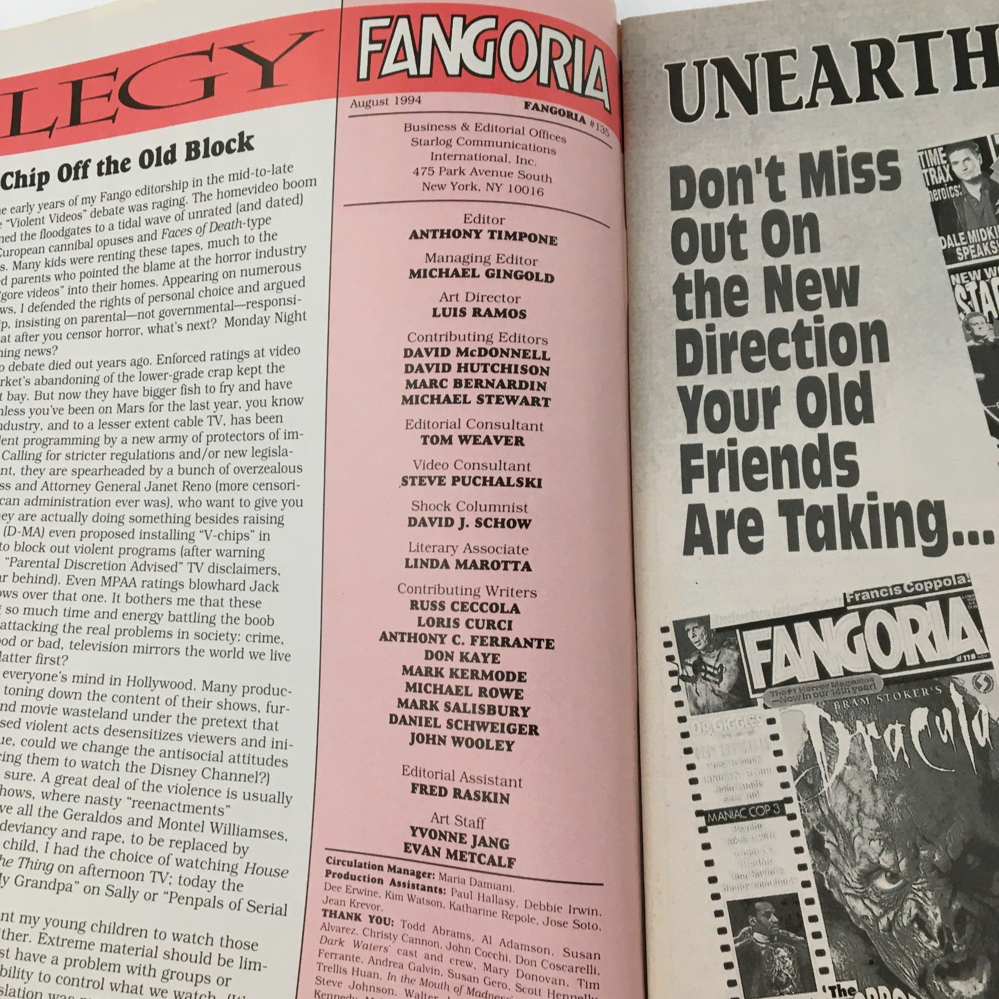 Fangoria Magazine August 1994 #135 Ed Wood Remembered & Dark Waters Russia, VG