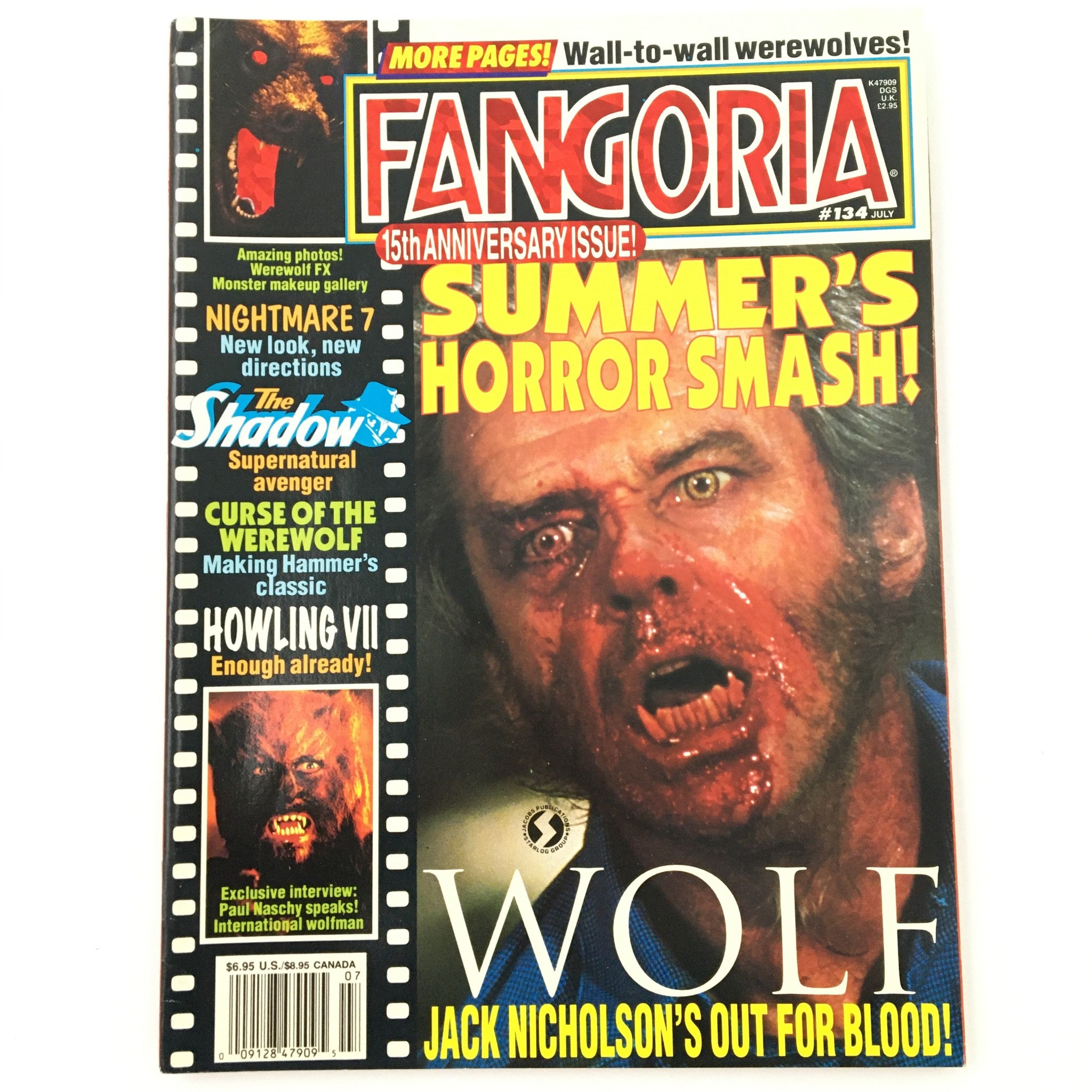 Fangoria Magazine July 1994 #134 Jack Nicholson in Wolf & Paul Naschy, VG