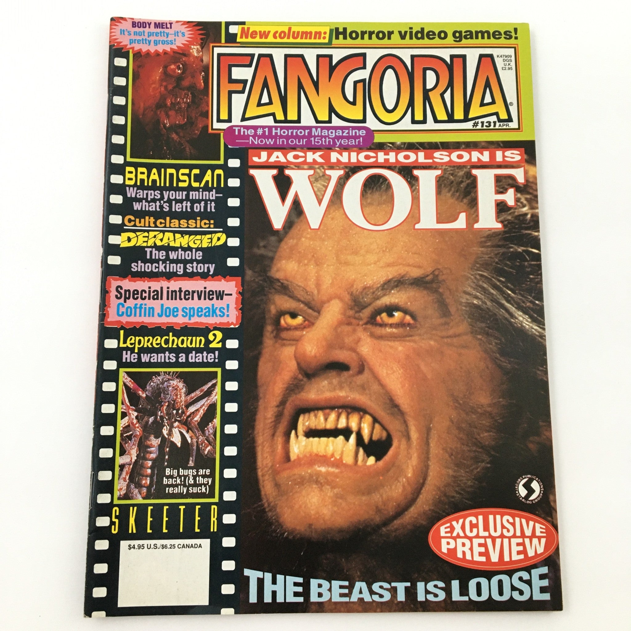 Fangoria Magazine April 1994 #131 Jack Nicholson & Edward Furlong & Coffin Joe