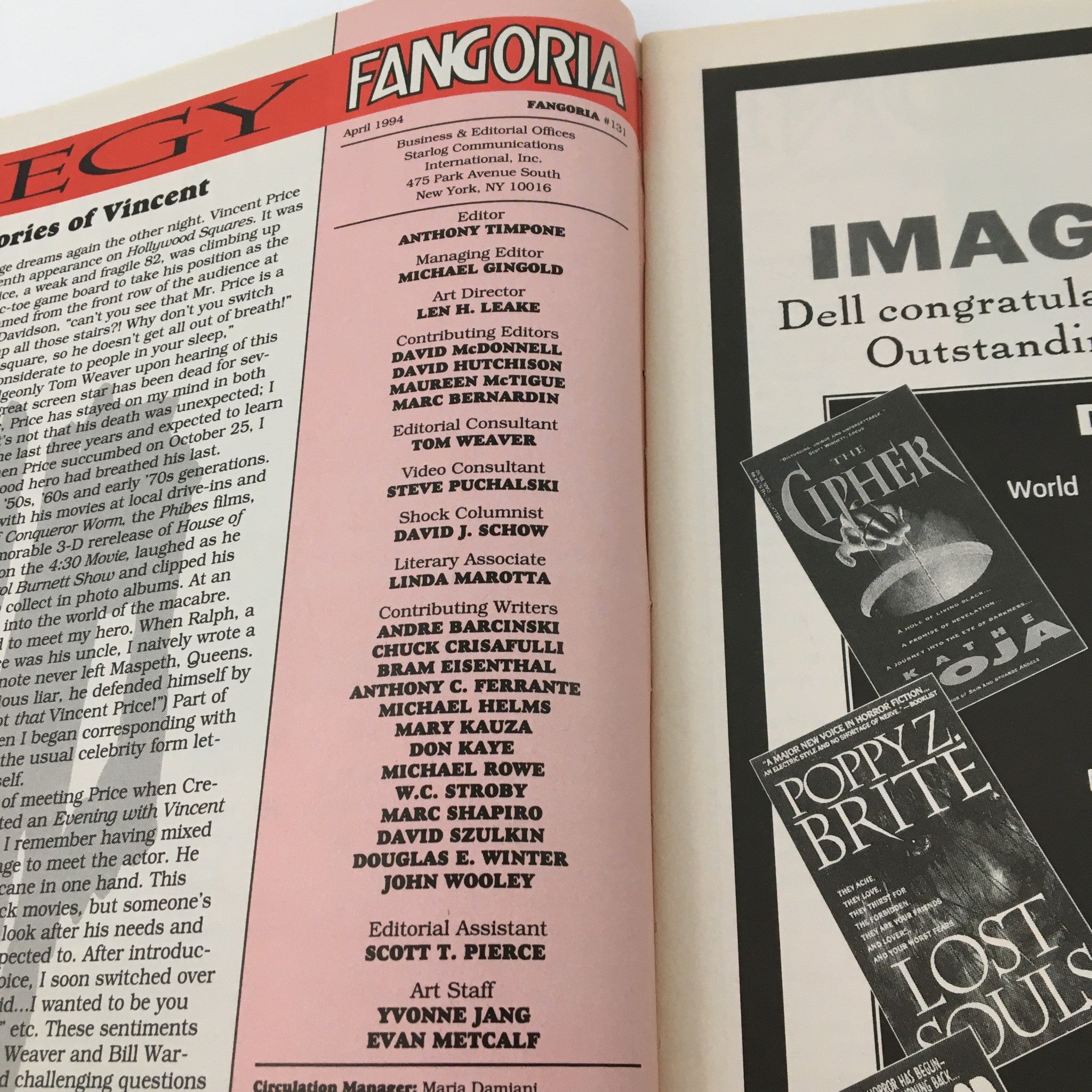 Fangoria Magazine April 1994 #131 Jack Nicholson & Edward Furlong & Coffin Joe