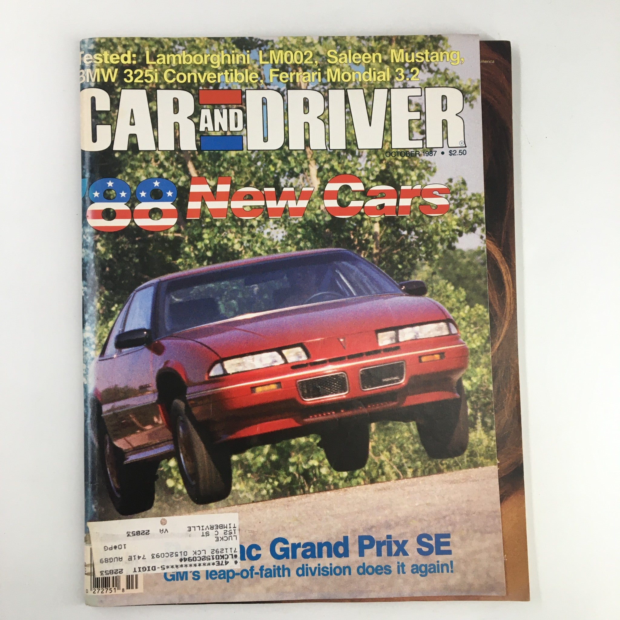 Car and Driver Magazine October 1987 The 1988 Pontiac Grand Prix SE New Cars