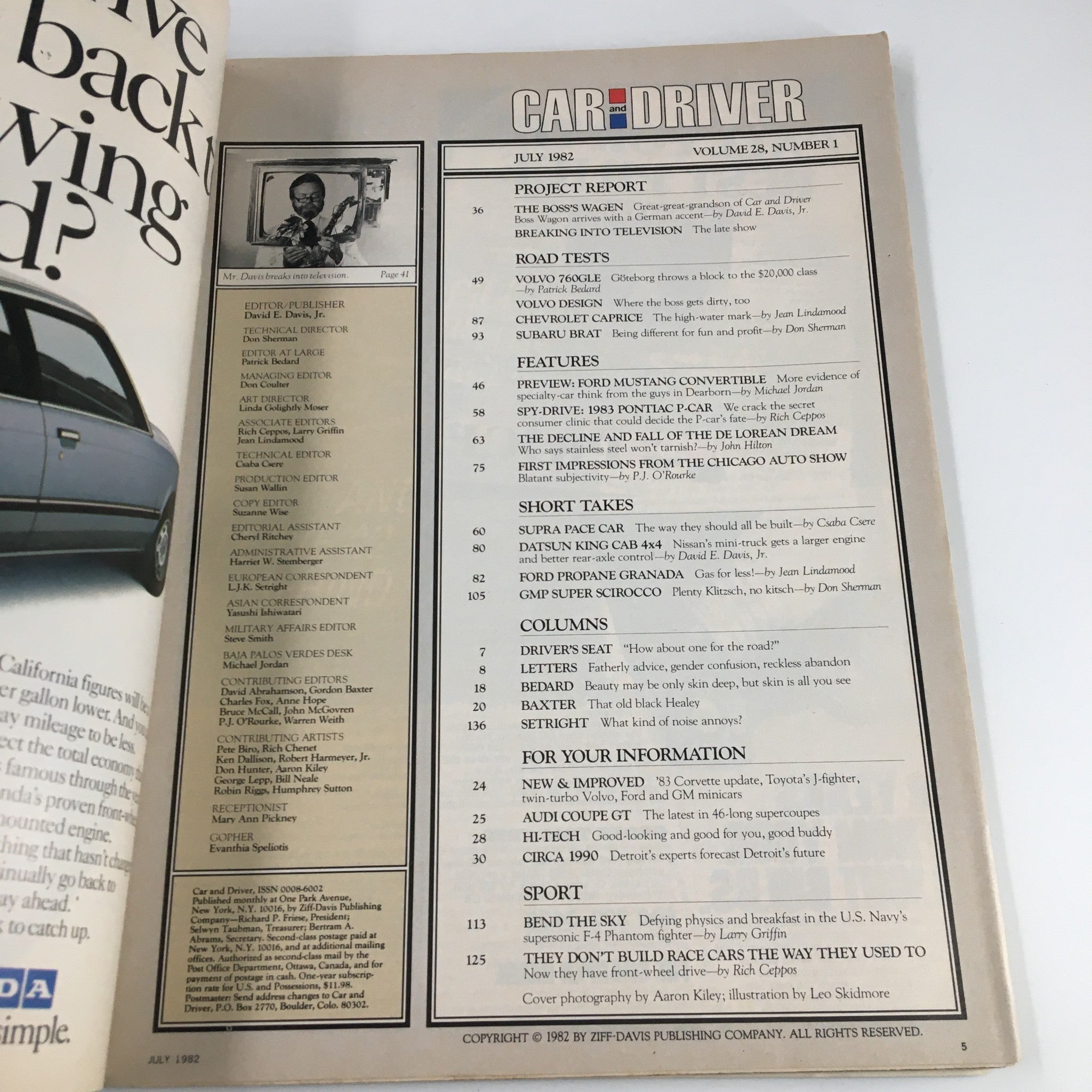 Car and Driver Magazine July 1982 Daimler, Benz & Davis Build A Dream Mercedes