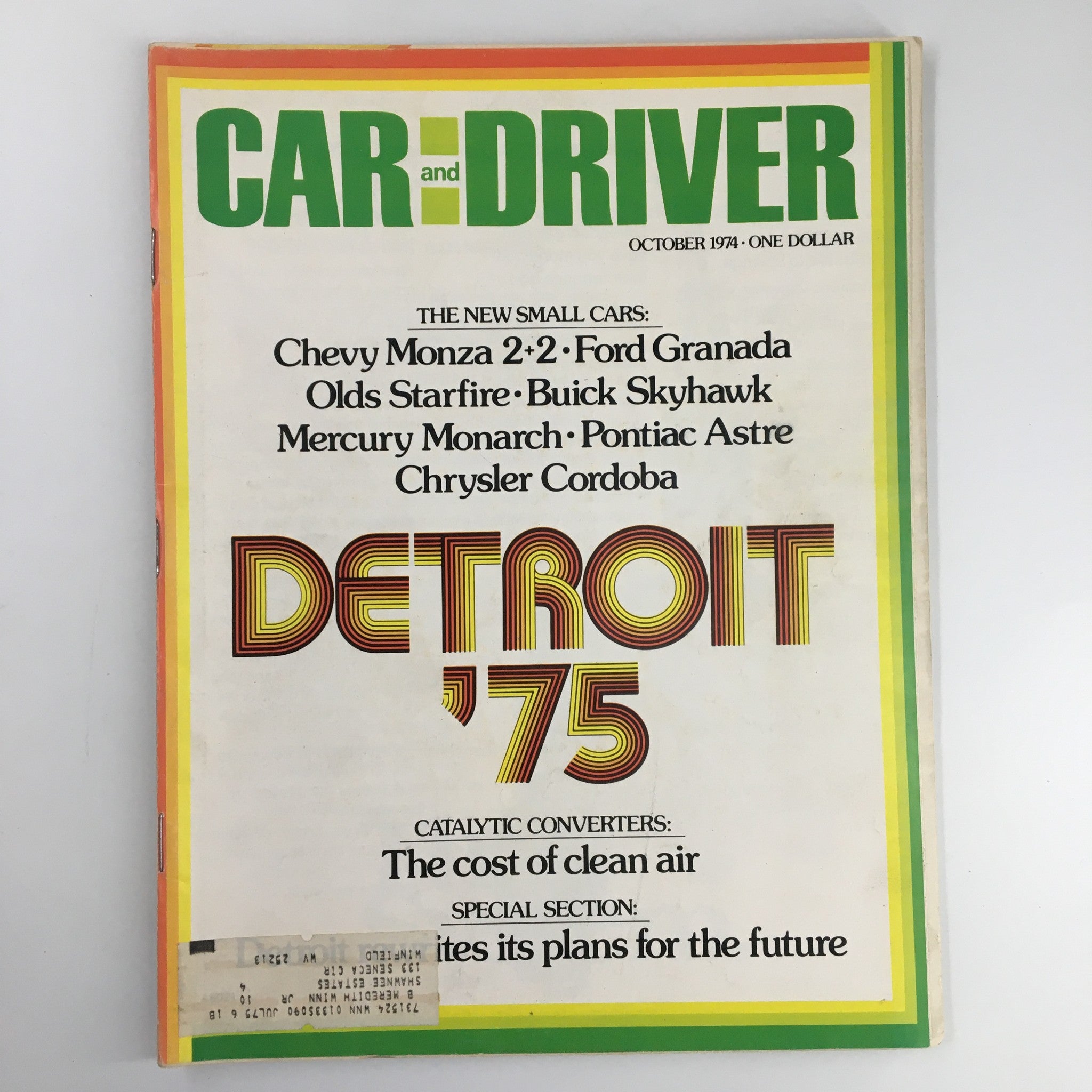 Car and Driver Magazine October 1974 Chevy Monza 2+2 and Ford Granada Small Cars